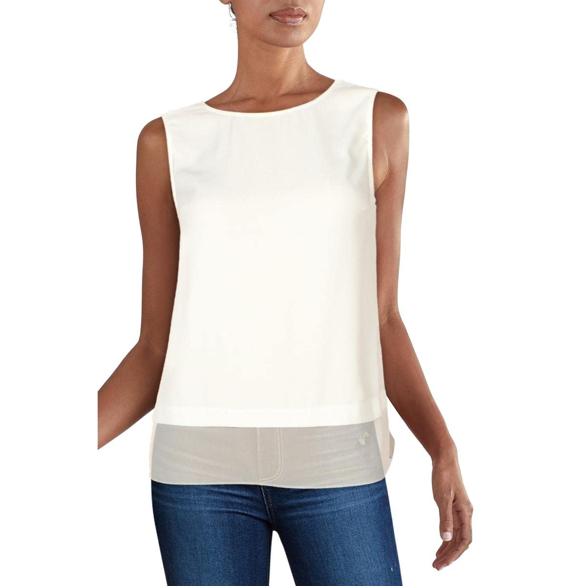 Vince Camuto Women's Sleeveless Double Layer Blouse - Elegant Layered Top for Office, Party & Casual Wear