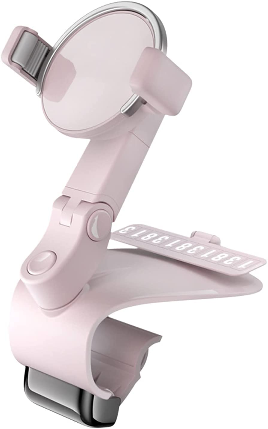 TTCPUYSA Universal Car Phone Mount Holder - 360° Adjustable Dashboard & Windshield Phone Stand for iPhone, Samsung, GPS Navigation - with Parking Number Plate (Pink) | Perfect for Commuting, Road Trips & Delivery Drivers