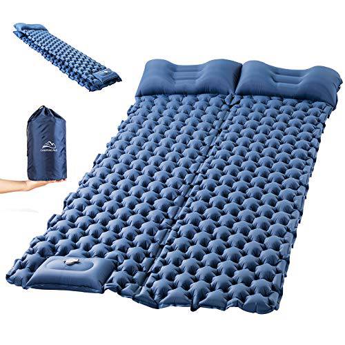 Double Layer Compact Sleeping Pad for Camping - Lightweight, Foot Pump Inflatable, 2 Person Air Mattress - Perfect for Backpacking, Hiking & Outdoor Adventures