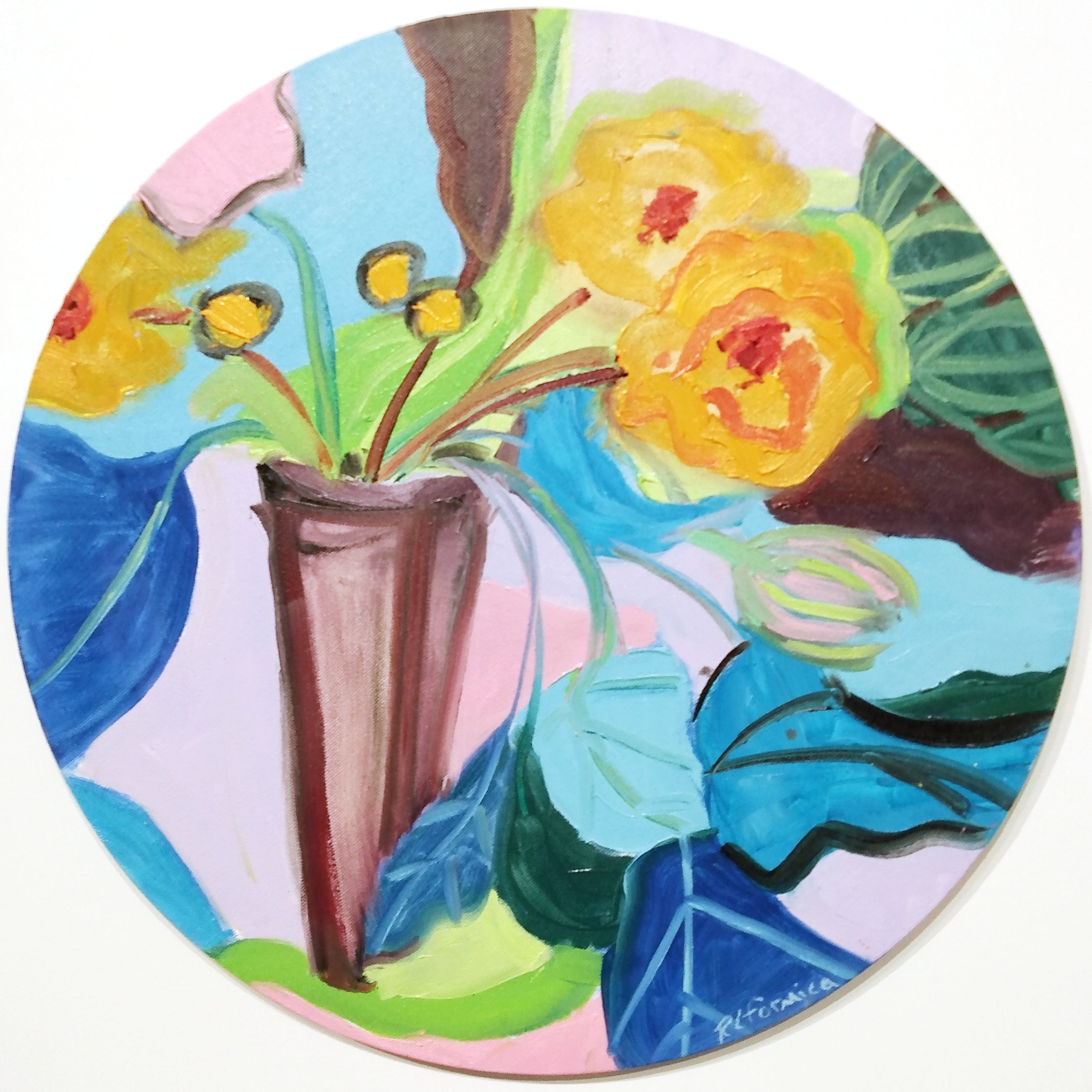 Ruth Formica: Tondo 5 - Modern Abstract Wall Art Painting for Home & Office Decor - Perfect for Living Room, Bedroom, or Workspace