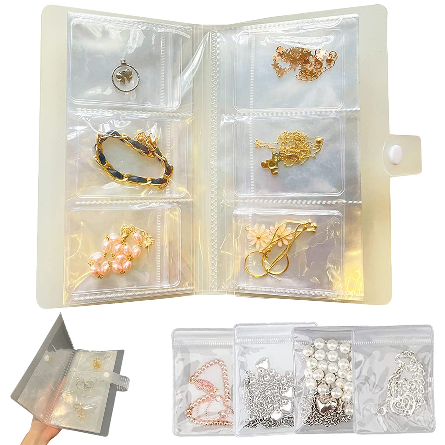 Transparent Jewelry Storage Book - 84 Card Slot Travel Jewelry Organizer with Pockets | Anti-Oxidation Jewelry Case for Necklaces, Rings & Earrings | Perfect for Travel, Home Storage & Gift Giving