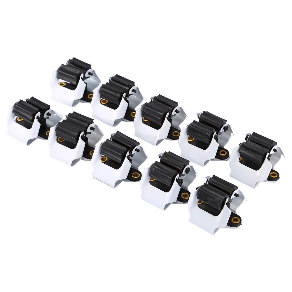 Keenso Heavy Duty Wall Mounted Mop and Broom Holder - 10 Pack Garage Storage Organizer for Brooms, Mops, Rakes, Shovels - Space Saving Tool Hanger for Closet, Laundry Room & Utility Storage