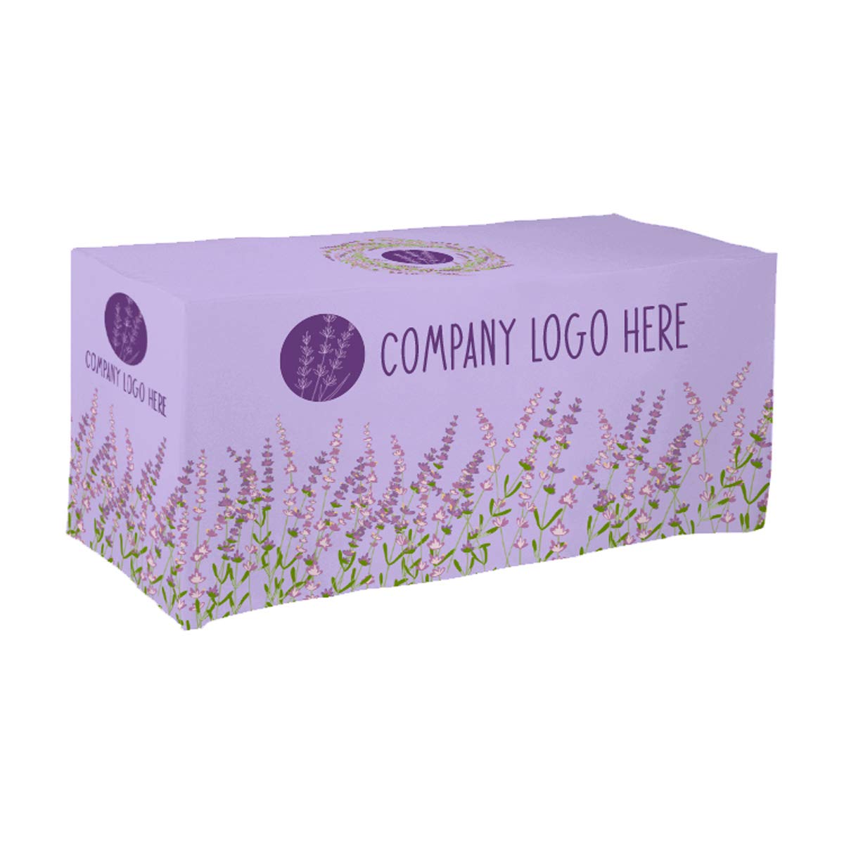 8ft Custom Logo Printed Polyester Tablecloth - Dye Sublimation for Trade Shows, Banquets & Corporate Events - Wrinkle-Resistant Washable Table Cover for Exhibitions, Weddings & Parties
