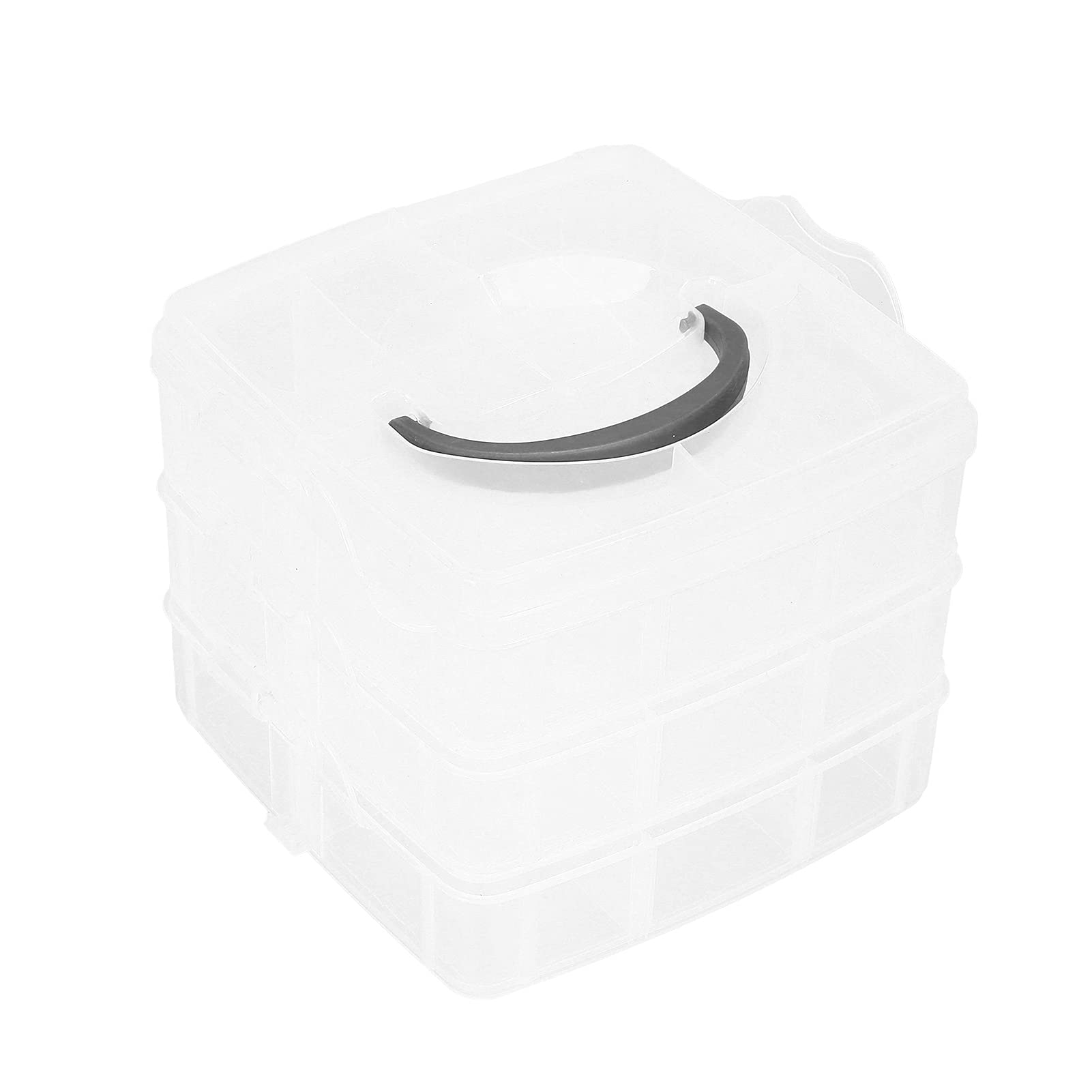 Agatige 3-Tier Clear Stackable Storage Box - 18 Grids Organizer for Tools, Toys, Jewelry & Small Items | Portable & Demountable Design for Home, Office & Craft Room Organization