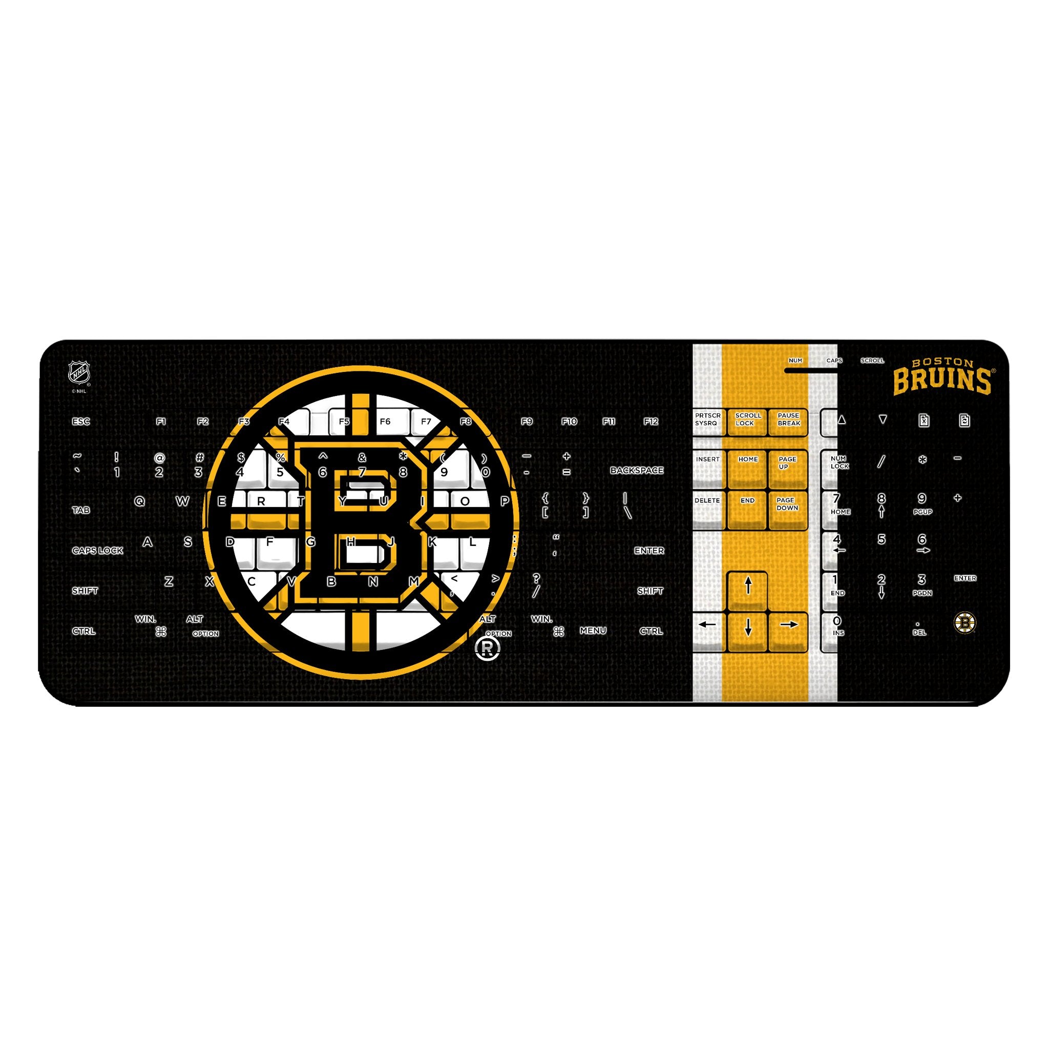 Boston Bruins Themed Wireless USB Keyboard - NHL Gaming & Office Use for Bruins Fans