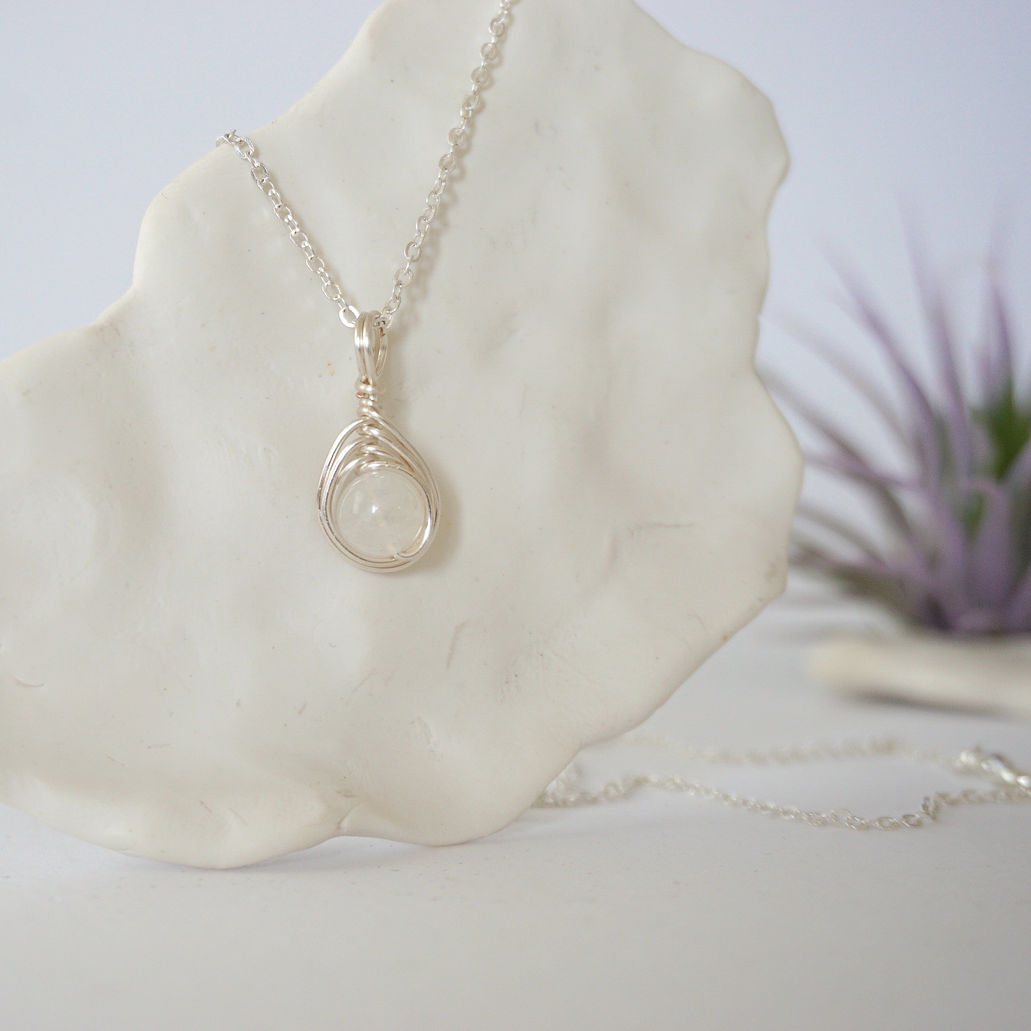 Rainbow Moonstone Silver Plated Bead Charm Necklace - Elegant Boho Jewelry for Women, Perfect for Everyday Wear, Gift Giving & Special Occasions