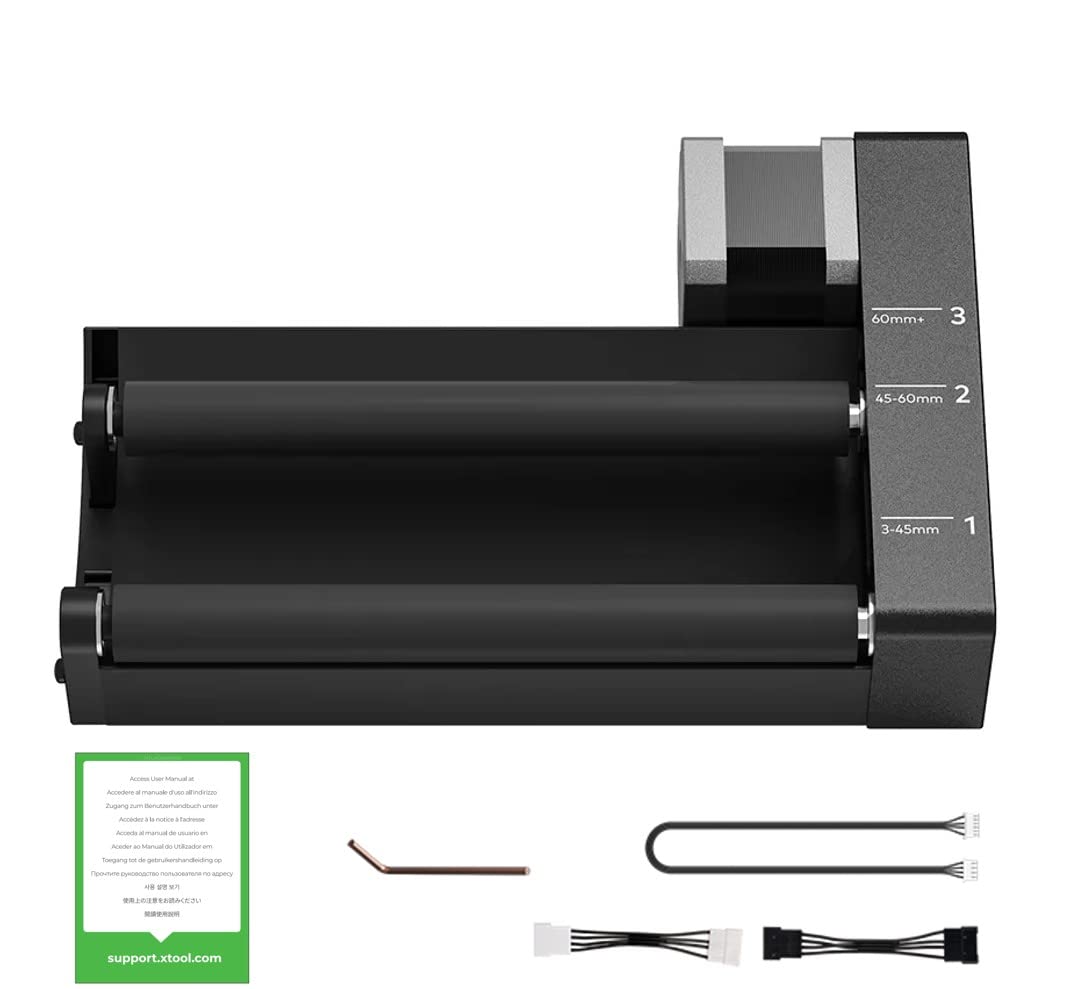 xTool D1 Rotary Attachment - 360° Rotating Laser Engraver Accessory for Cylindrical Objects | Compatible with Most Laser Engraving Machines | Perfect for Engraving Cans, Cups, Bottles & DIY Projects