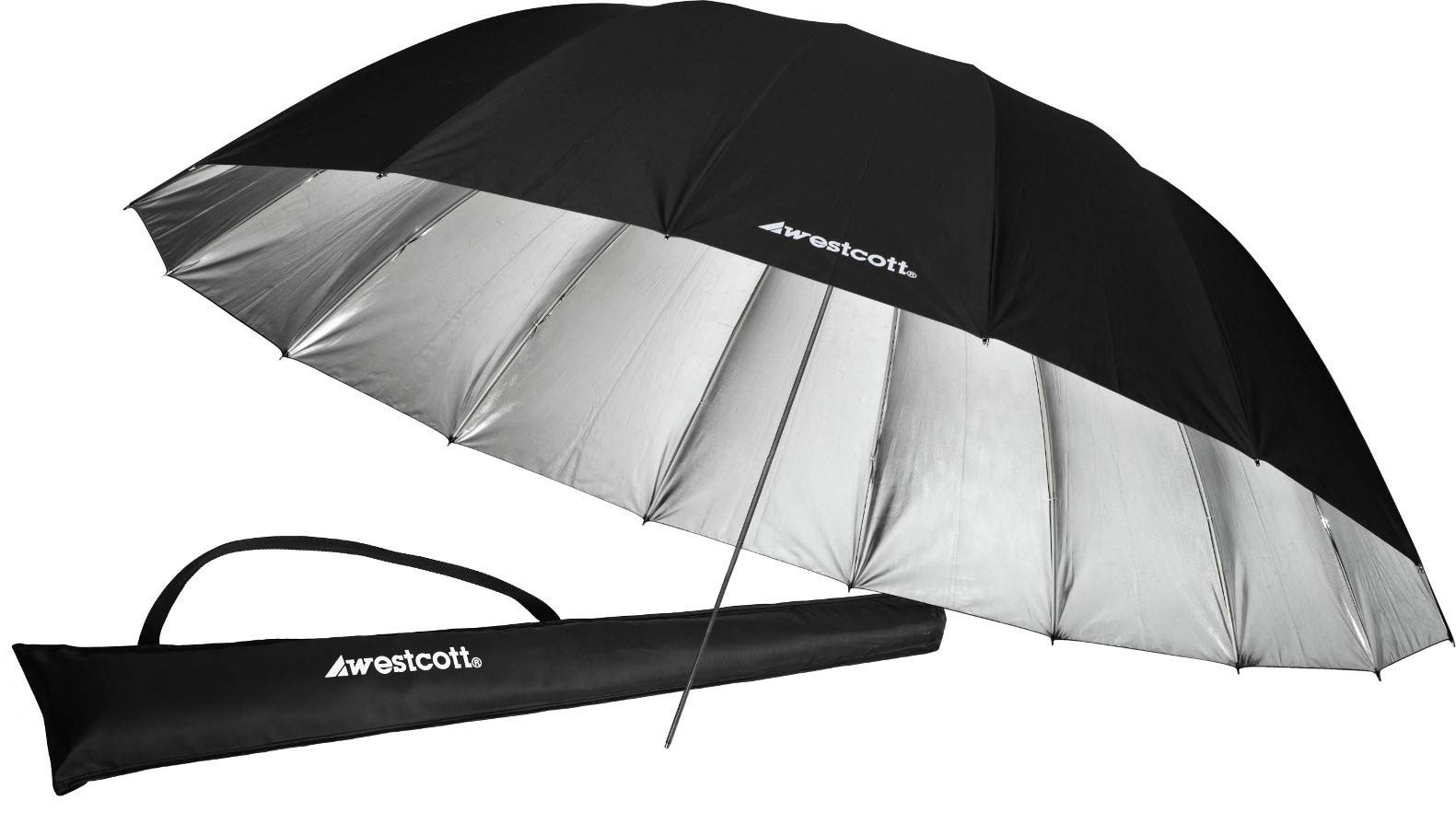 Westcott 4633 7-Foot Silver & Black Parabolic Umbrella for Professional Photography & Studio Lighting - Perfect for Portraits, Product Shots & Video Lighting