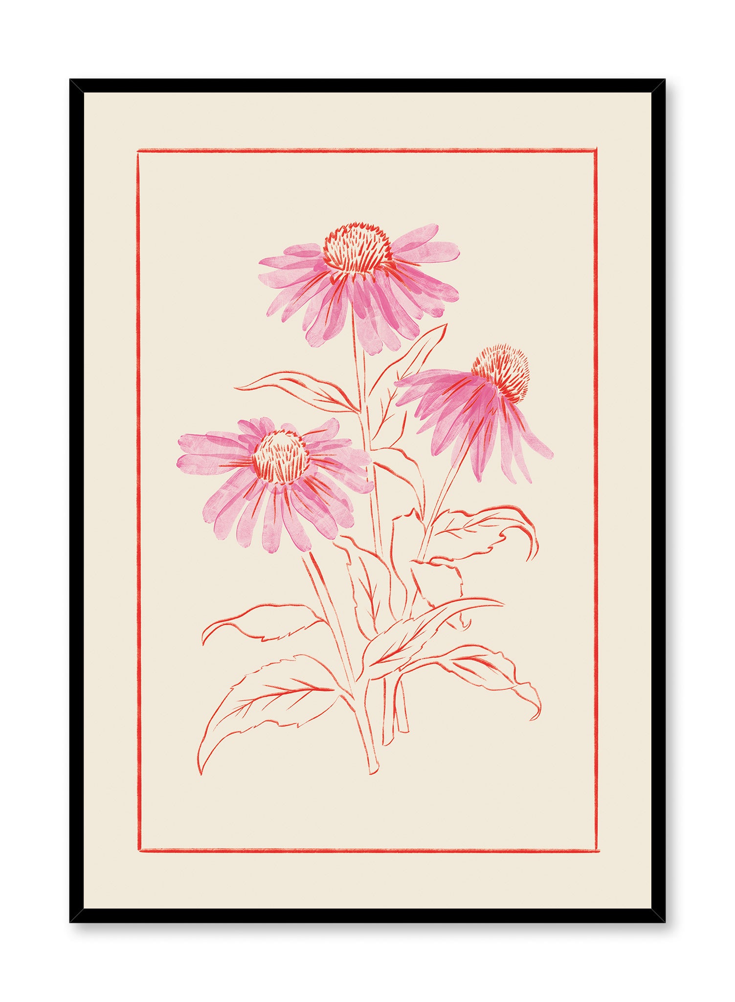Beautiful Purple Coneflower Poster - Vibrant Floral Wall Art for Home, Office & Garden Decor - Perfect for Nature Lovers & Botanical Enthusiasts