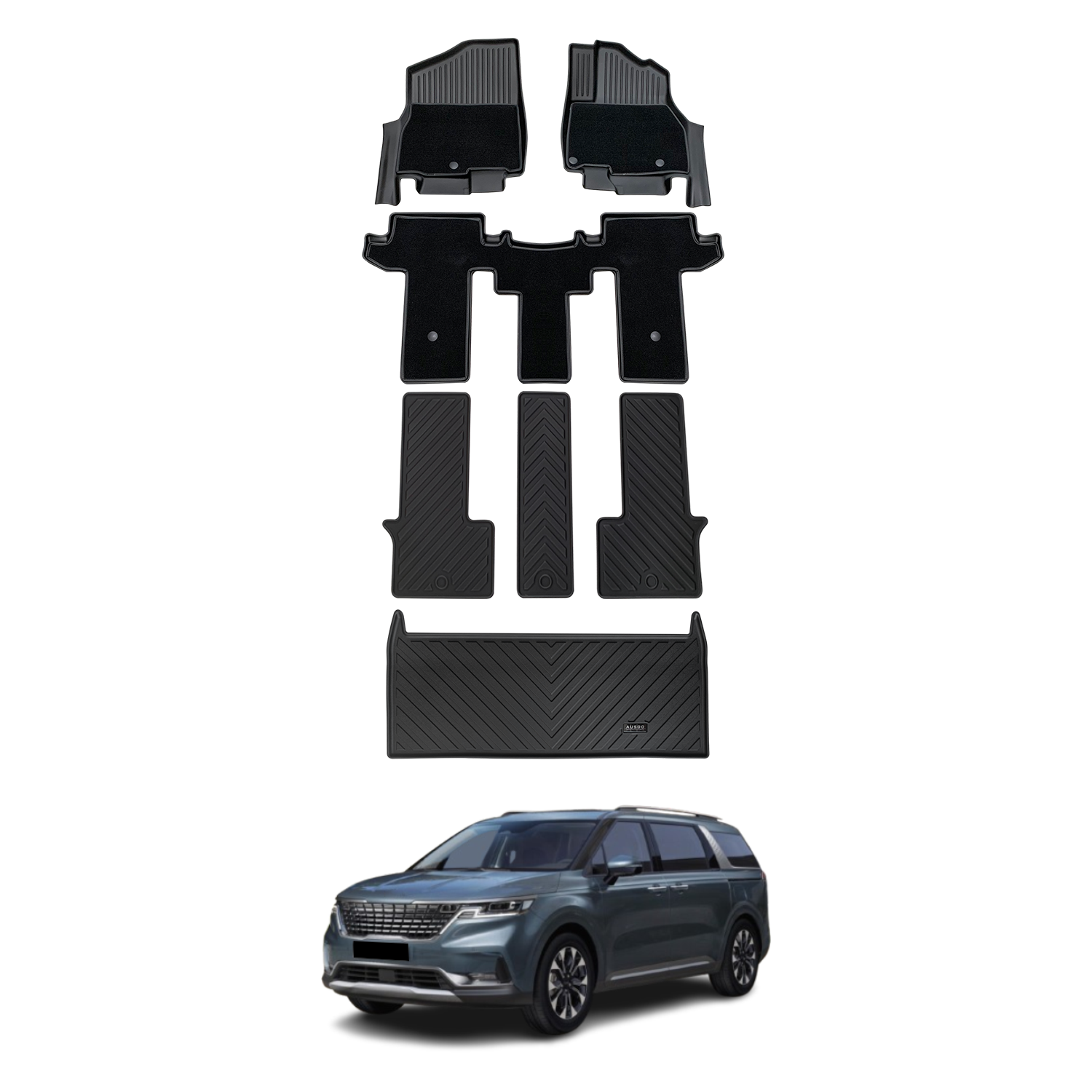 Premium Double Layer All-Weather Car Floor Mats for KIA Carnival KA4 Series (2020-2024) - Heavy Duty Protection & Easy Cleaning - Perfect for Road Trips, Daily Commute & Family Adventures