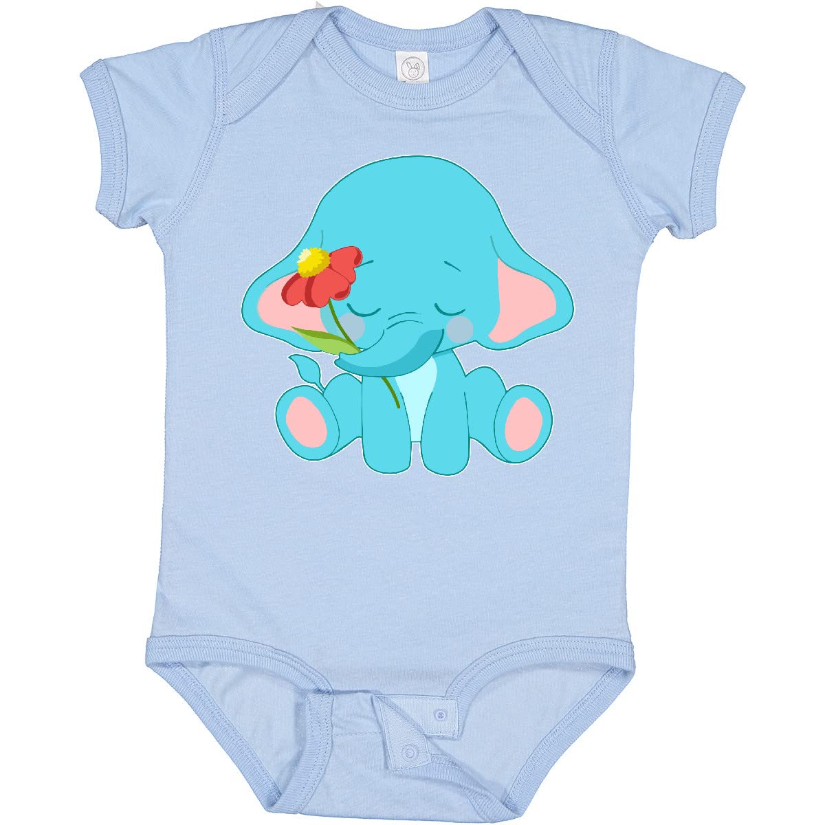 Inktastic Cute Baby Elephant with Flower Bodysuit - Soft Cotton Onesie for Newborns & Infants - Perfect for Baby Showers, Birthdays & Everyday Wear