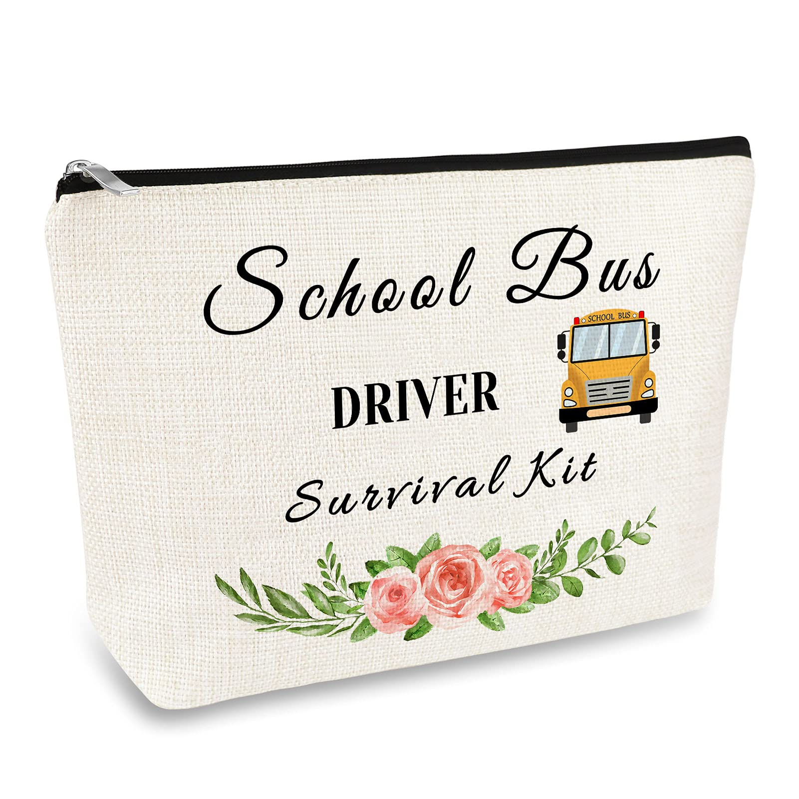School Bus Driver Appreciation Makeup Bag - Cute Cosmetic Pouch for Teachers & Bus Drivers | Perfect Thank You Gift, Travel Toiletry Organizer | Great for Teacher Appreciation Week, Retirement Gifts & Daily Use