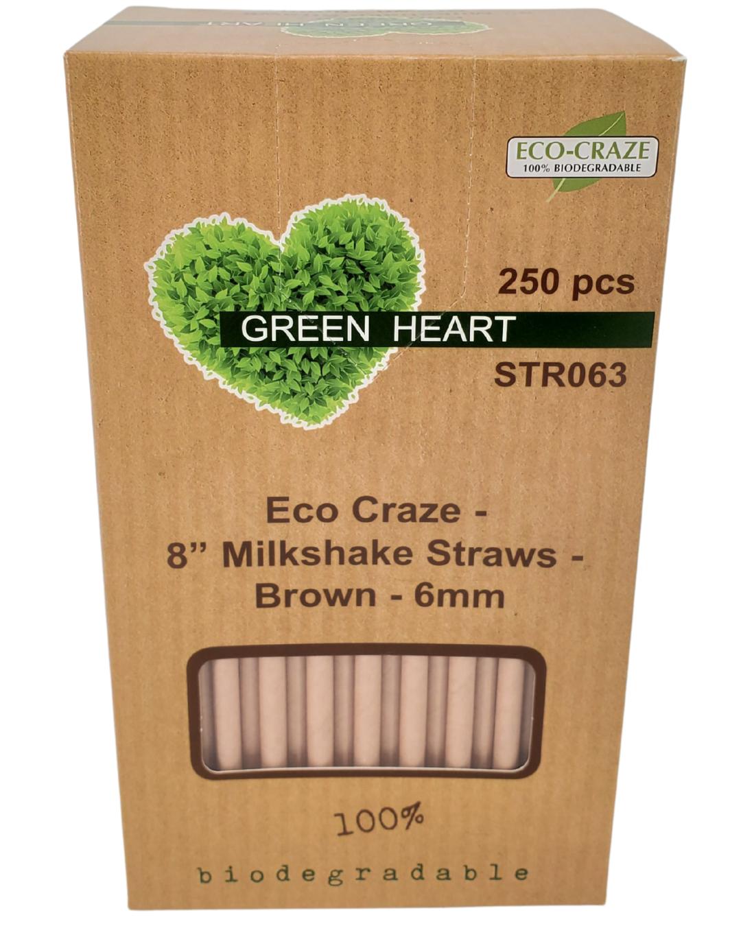 Eco-Friendly 8 Milkshake Straws - 6mm Brown Paper Drinking Straws for Smoothies, Shakes & Cold Beverages | Biodegradable & Sustainable Party Supplies