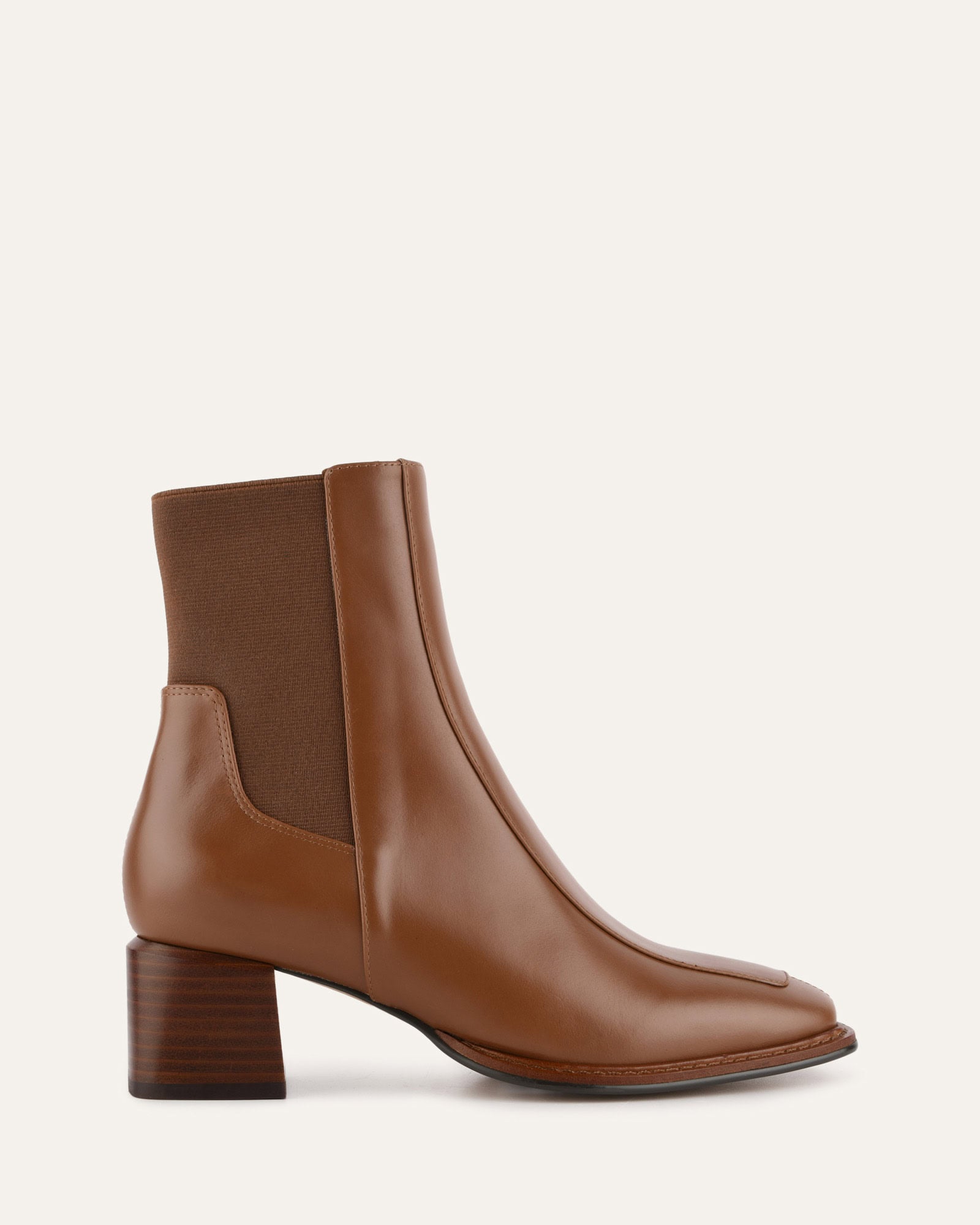 DARLA Mid Ankle Boots for Women - Dark Tan Leather Booties, Comfortable & Stylish for Fall, Winter, and Casual Outfits