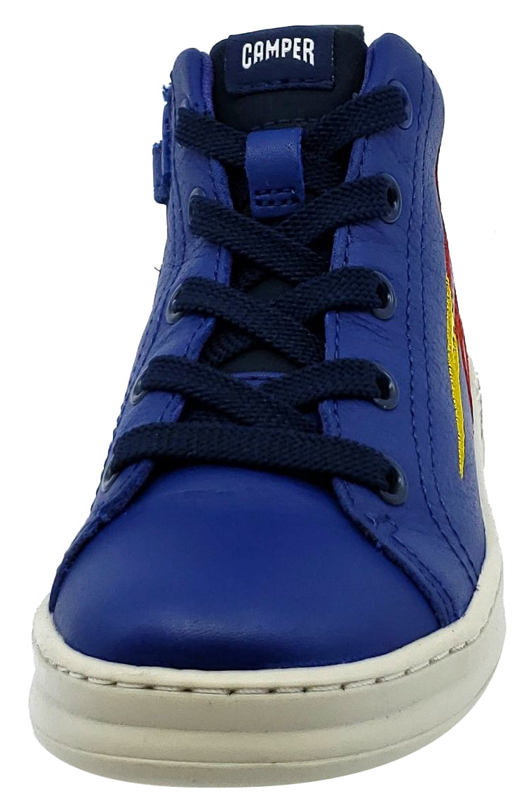 Camper Runner Four Trueno Leather High-Top Sneakers for Boys - Blue Lace-Up Shoes for School, Sports & Casual Wear