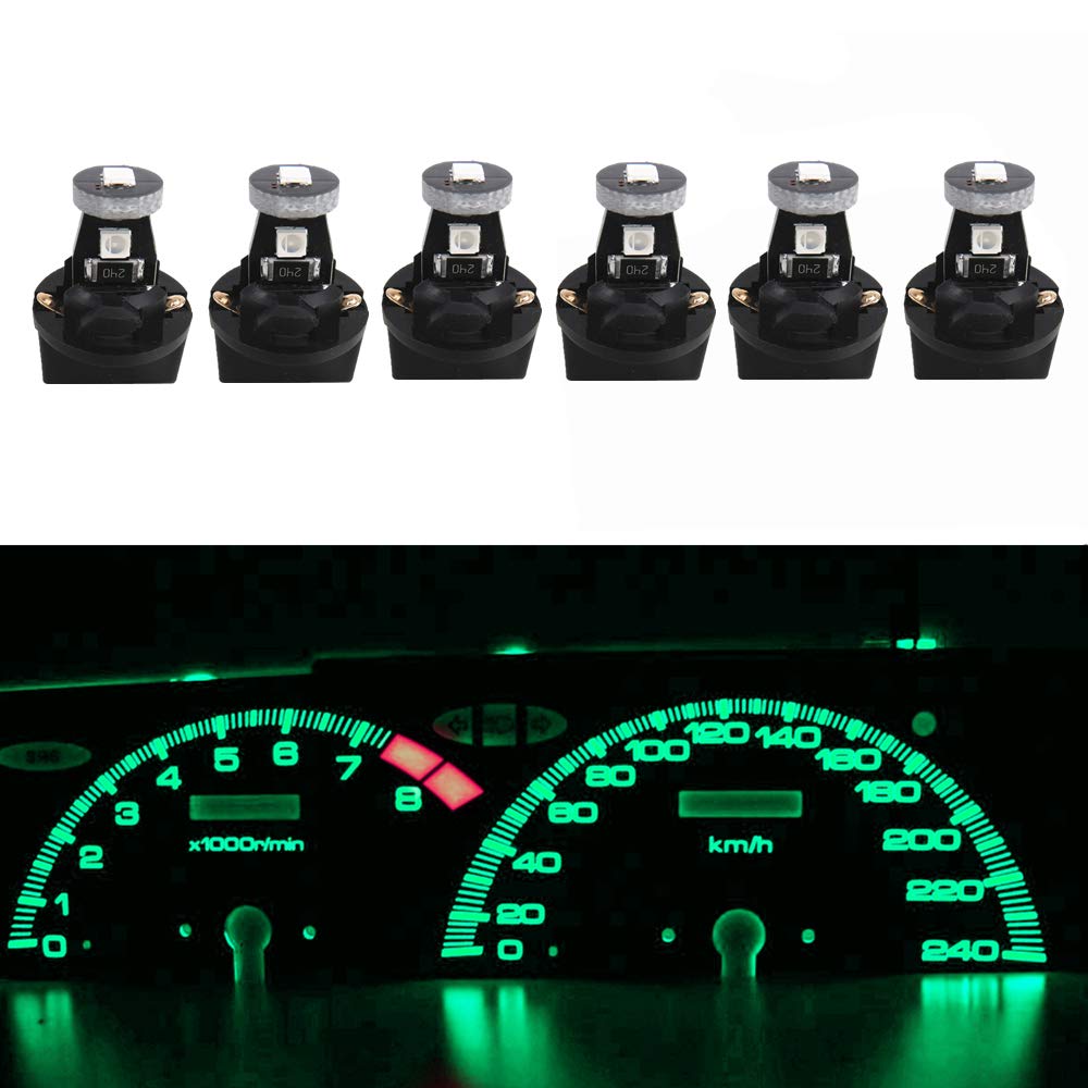 Super Bright T10 194 LED Bulb Light - 3030 SMD PC194 PC195 PC169 PC158 Twist Lock Socket Replacement - 6 Pack Green Interior Dash Gauge Lights for Car Instrument Cluster - Perfect for Night Driving & Dashboard Illumination
