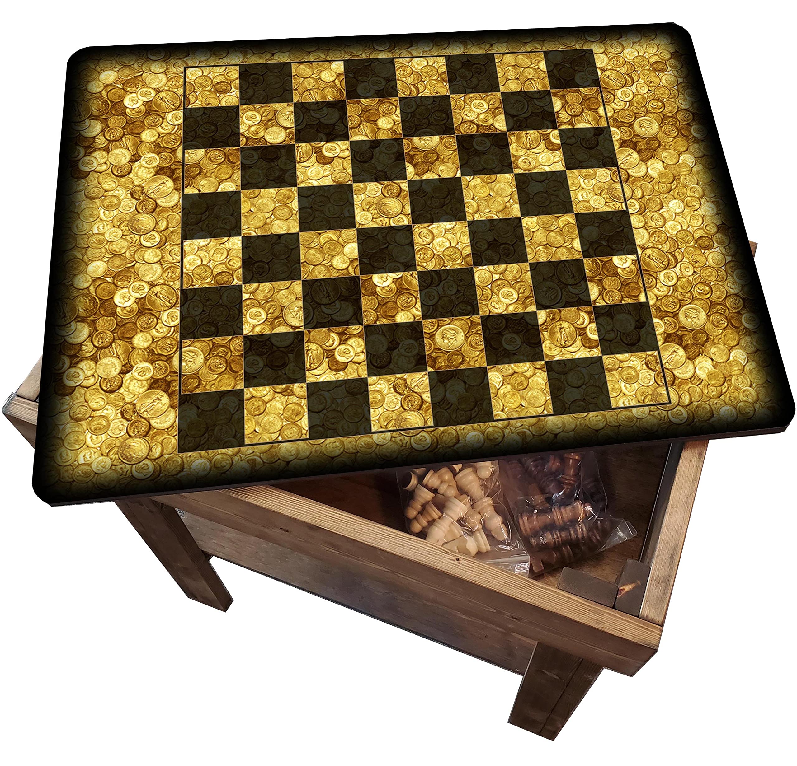 Premium Gold Coins Chess Set - Luxury Decorative Chess Table for Home & Office - Perfect for Game Nights, Gifts, and Elegant Interior Decor