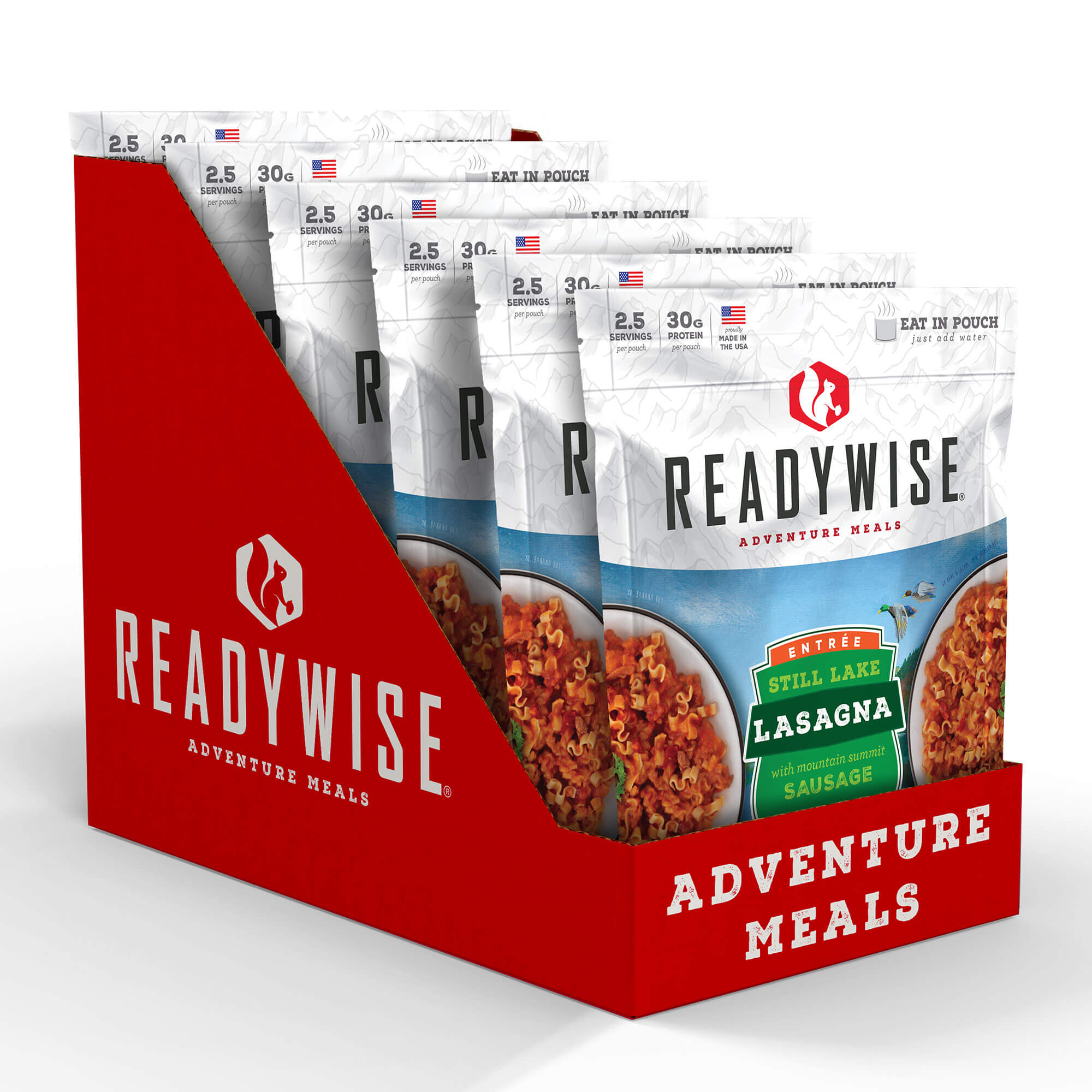 ReadyWise Emergency Food Supply - 6 Pack Still Lake Lasagna with Sausage | Long Shelf Life Freeze Dried Meal for Camping, Hiking & Survival Preparedness