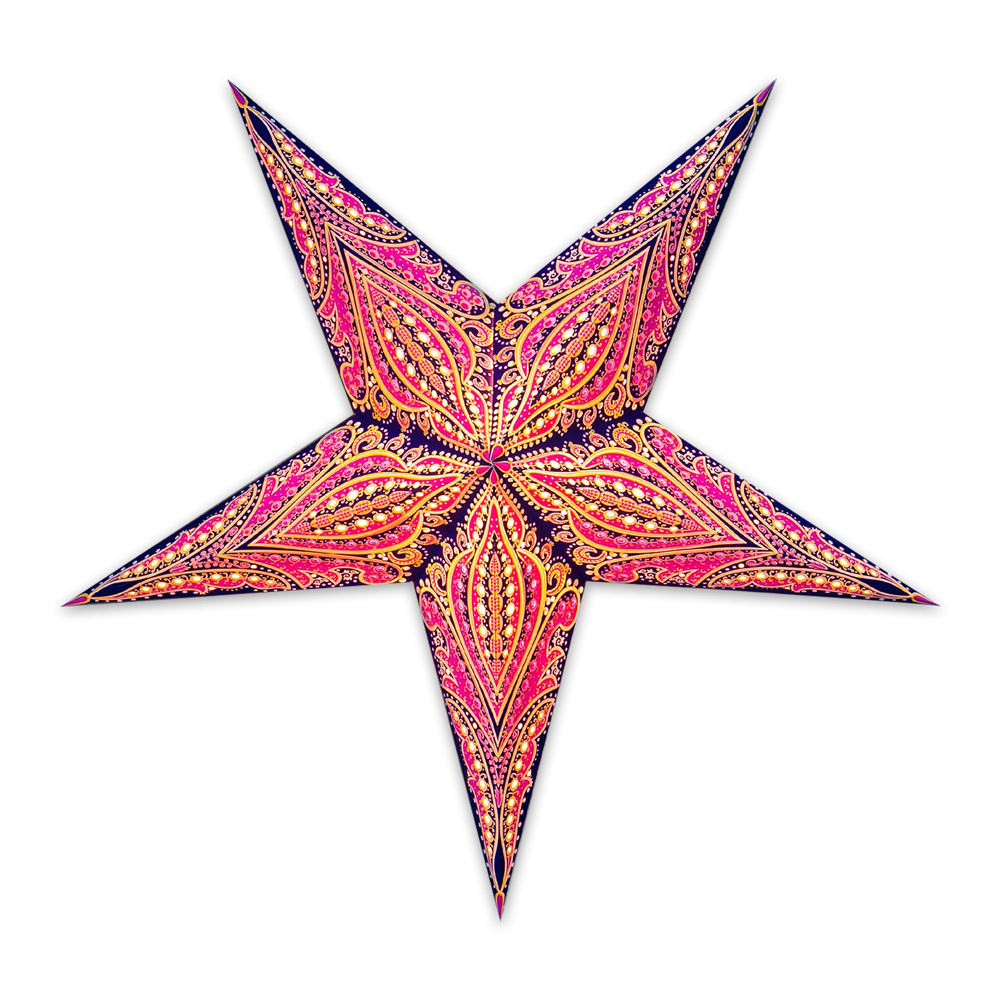 GalaxyArts Queen Blue Yellow Paper Star Lantern - Medium Size Handmade Decorative Hanging Light for Bedroom, Party, Wedding & Home Decor