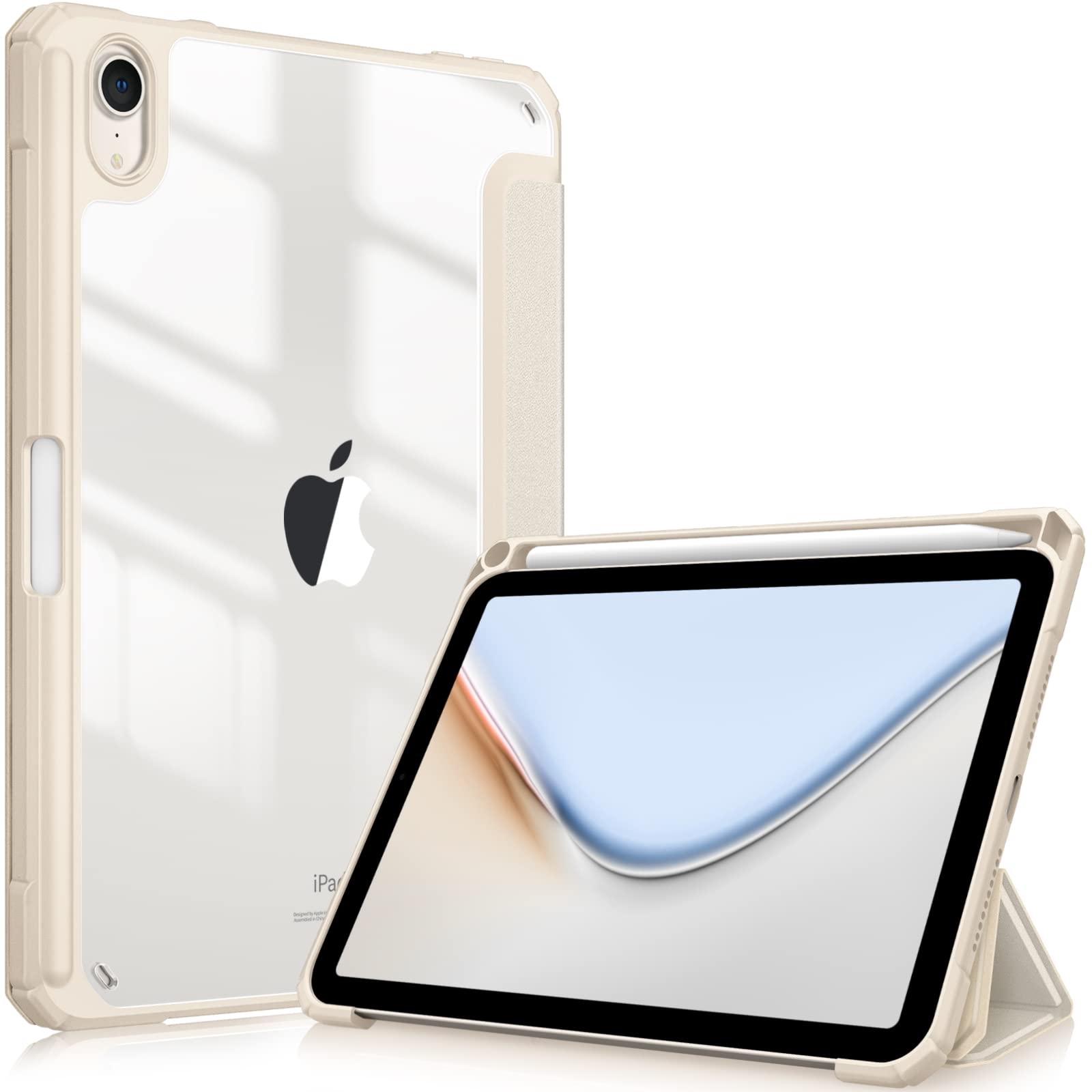 Fintie Hybrid Slim Case for iPad Mini 7 (A17 Pro, 7th Generation 2024) & iPad Mini 6 (6th Gen 8.3 Inch) - Shockproof Clear Transparent Back Cover with Built-in Apple Pencil Holder - Perfect for Work, School & Travel Protection