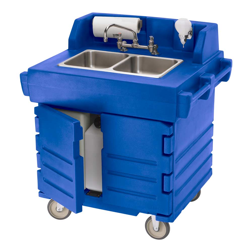 Cambro KSC402186 Camkiosk Hand Sink Cart - Navy Blue Commercial Mobile Handwashing Station for Food Service, Healthcare & Outdoor Events