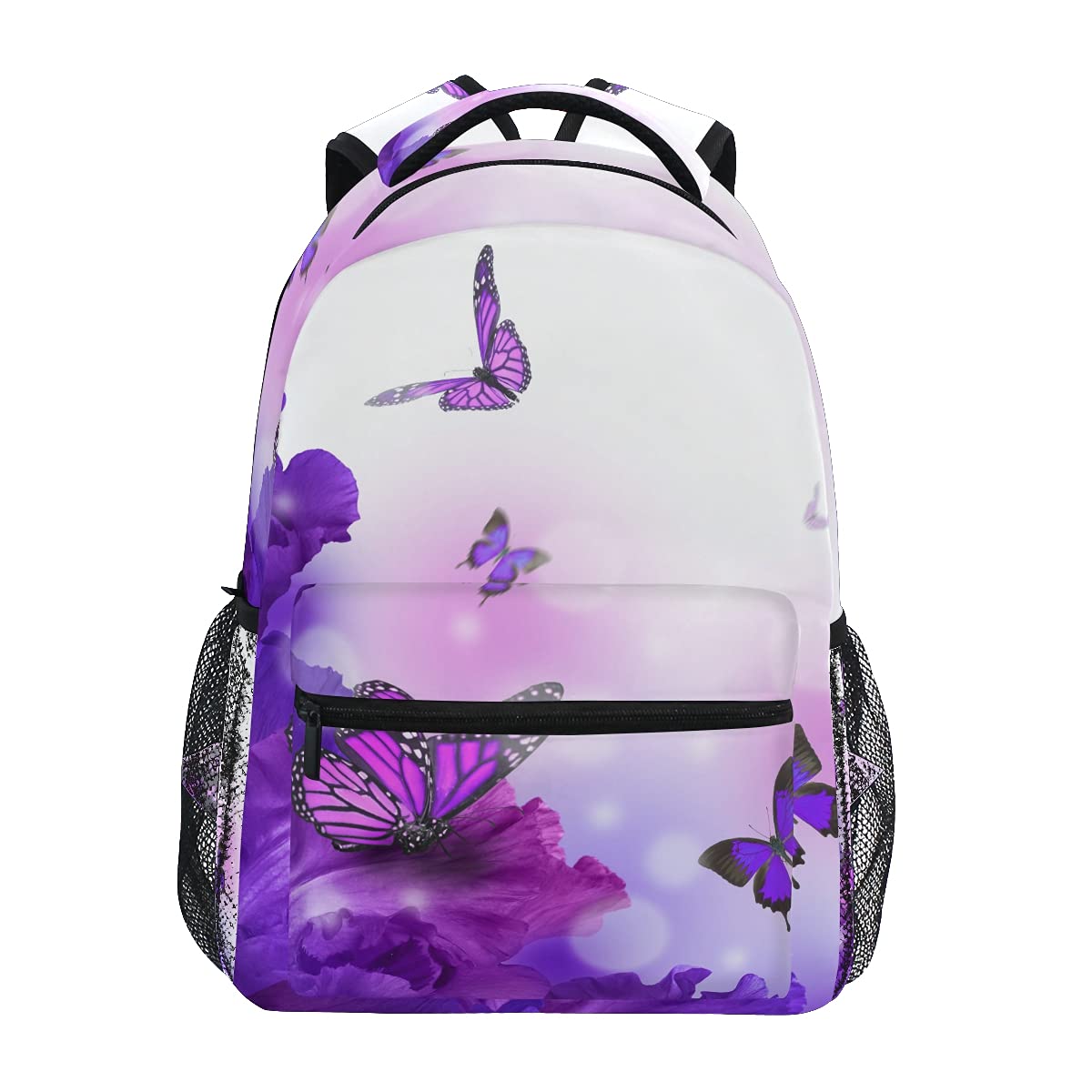 ALAZA Purple Butterfly Floral Backpack for Girls - Cute School Bookbag for 3rd 4th 5th Grade Elementary Students - Lightweight Daypack for School, Travel & Outdoor Activities