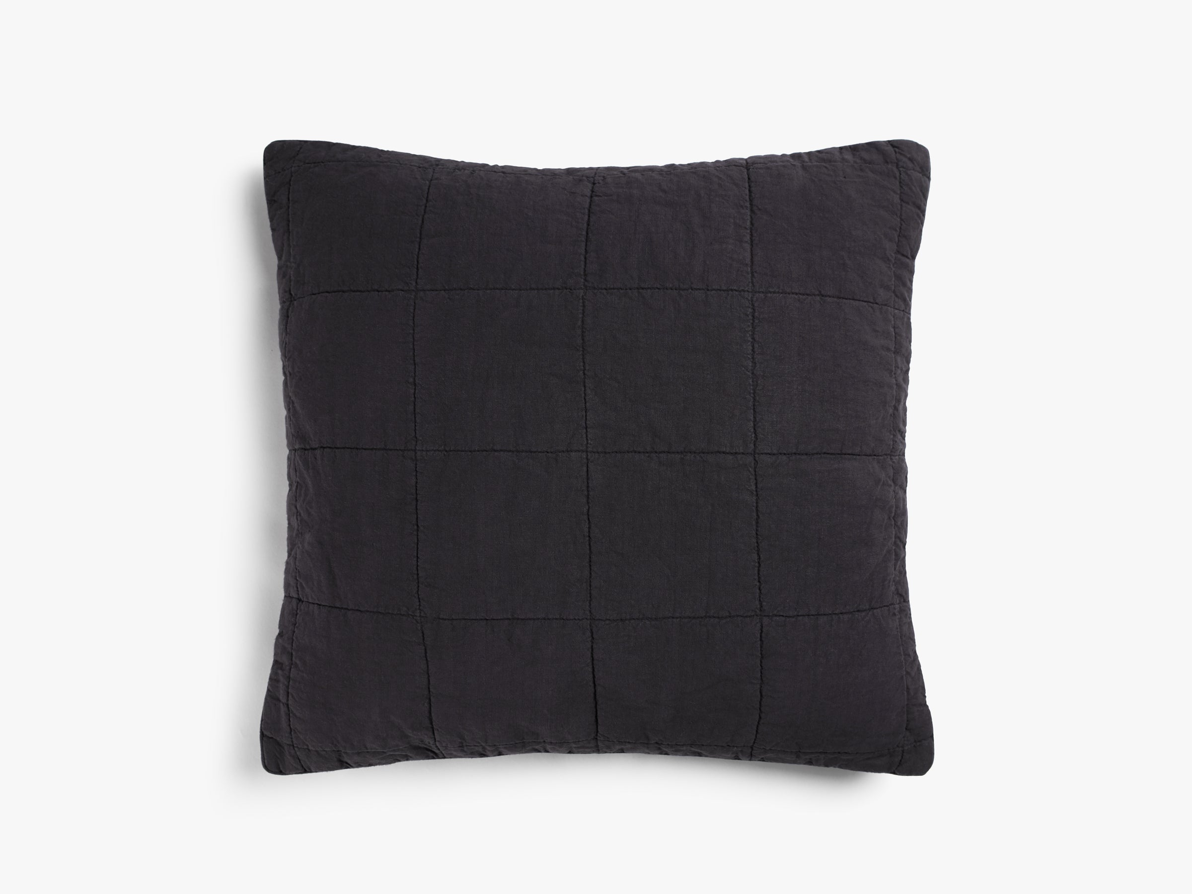 Linen Box Quilted Euro Sham Pillow Cover - Coal Gray Decorative Bedding for Guest Room & Master Bedroom - Luxury Home Decor Accent
