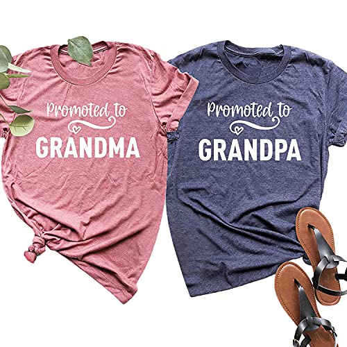 Grandpa & Grandma Announcement T-Shirt - Pregnancy Reveal Gift for New Grandparents - Long Sleeve, Sweatshirt & Hoodie Options - Perfect for Gender Reveal Parties & Family Celebrations