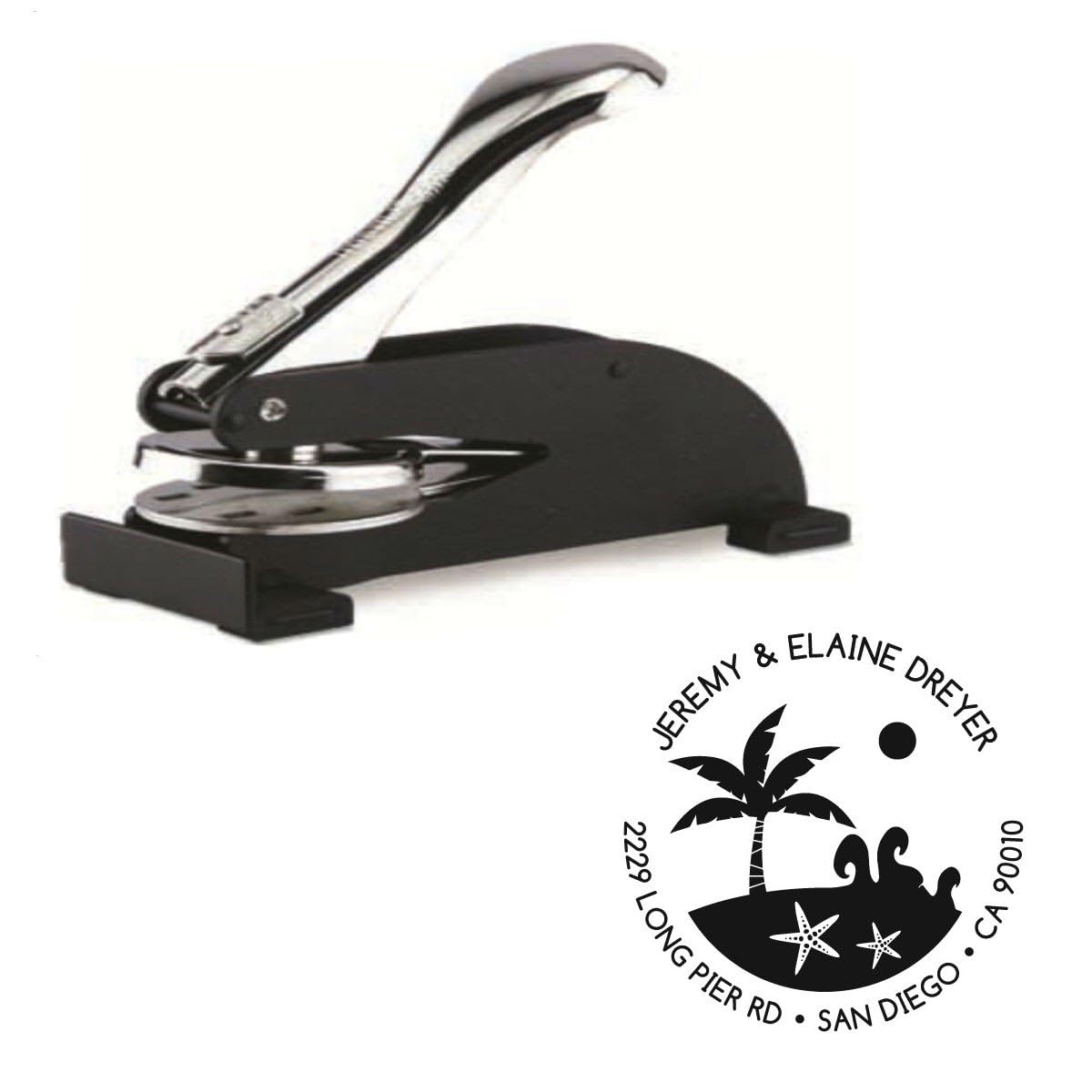 Personalized Custom Beach Logo Desk Embosser Seal - 1.675