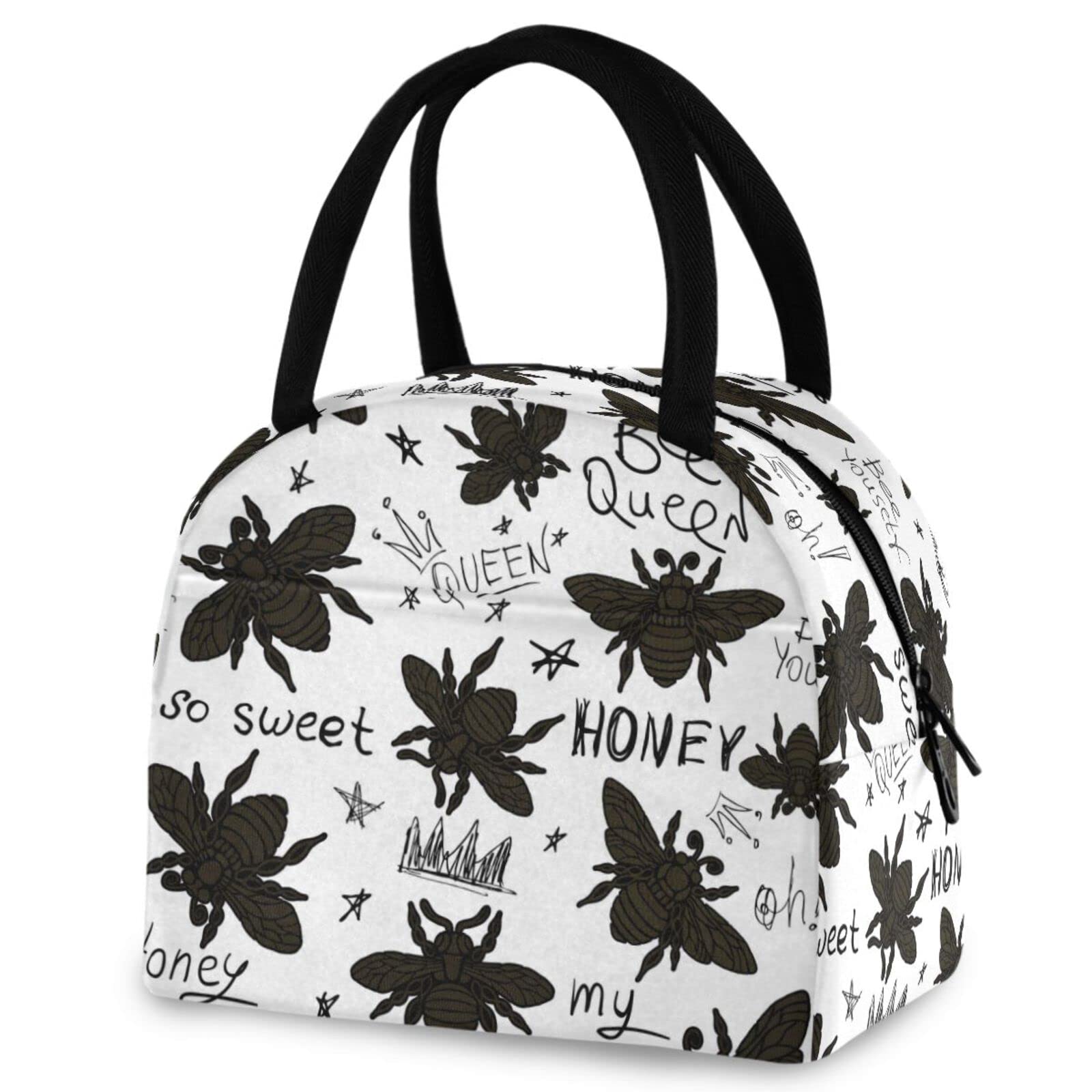 Premium Insulated Lunch Box Cooler Tote Bag - Black Bee Golden Honey Design | Leakproof & Thermal Insulation for School, Work, Picnic | Ideal for Men, Women, Boys & Girls | Perfect for Office, Outdoor Activities & Daily Commute