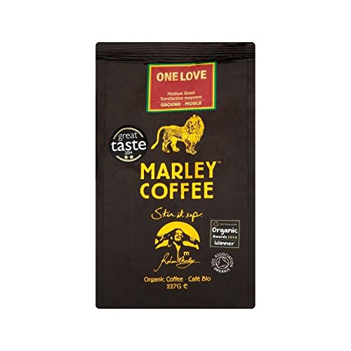 Organic Medium Roast Ground Coffee - Marley Coffee One Love 227g (Pack of 2) | Premium Fair Trade Coffee Beans for Home Brewing, Office & Camping