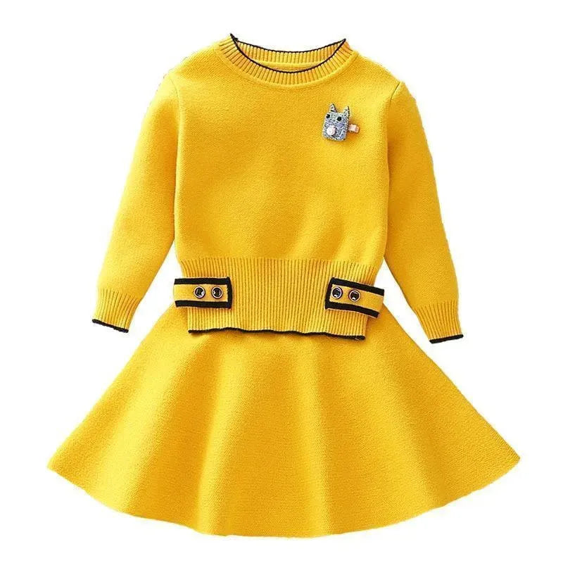 Girls Knitted Outfit Sets - Long Sleeve Kids Winter Clothes for School & Play | Cozy Toddler Sweater & Pants Combo