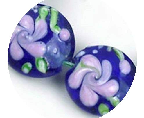 8mm Lampwork Glass Wildflower Lentil Beads for Jewelry Making - DIY Bracelet & Necklace Supplies - Handmade Craft Beads for Boho, Wedding & Everyday Jewelry Designs