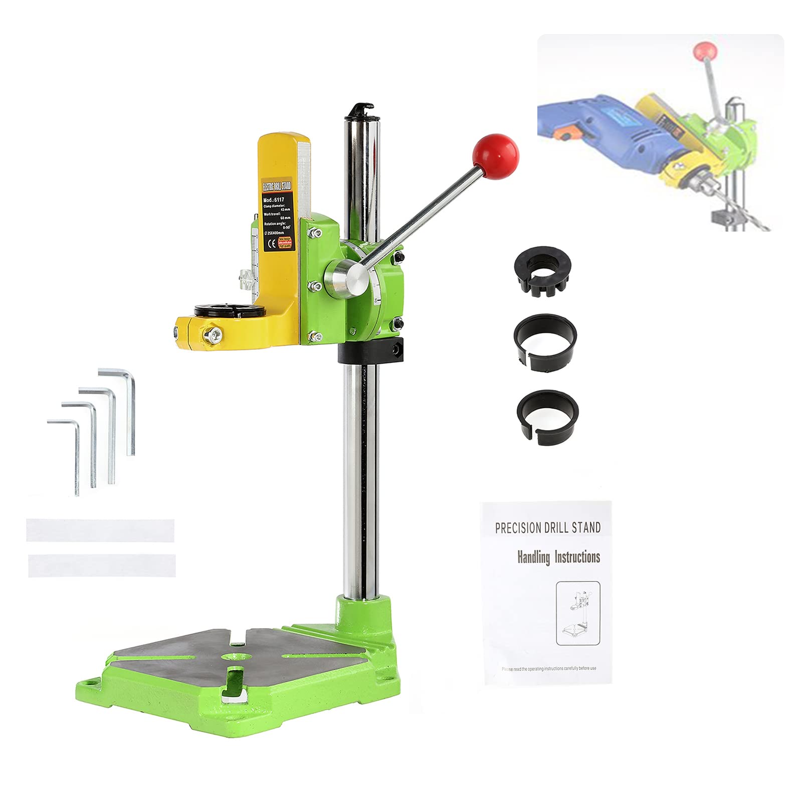IronWalls Universal Drill Press Stand for Hand Drills - 90° Rotating Adjustable Bench Clamp Holder, Workbench Repair Tool & Drill Press Table Adapter | Perfect for Woodworking, Metalworking & DIY Home Projects