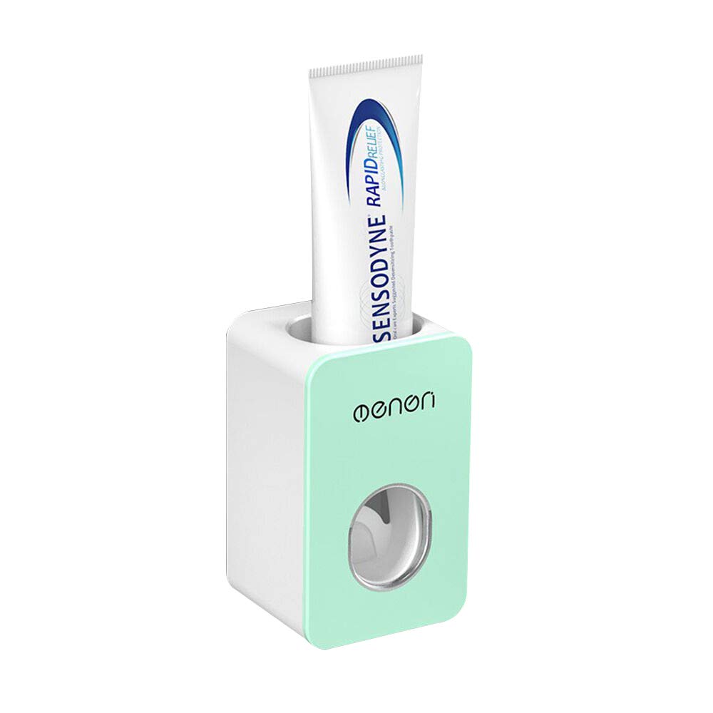Automatic Toothpaste Dispenser Wall Mounted - No Mess Squeeze Toothpaste & Toothbrush Holder - Space Saving Bathroom Organizer for Home, Kitchen, RV (Green) - Perfect for Small Spaces & Travel Use