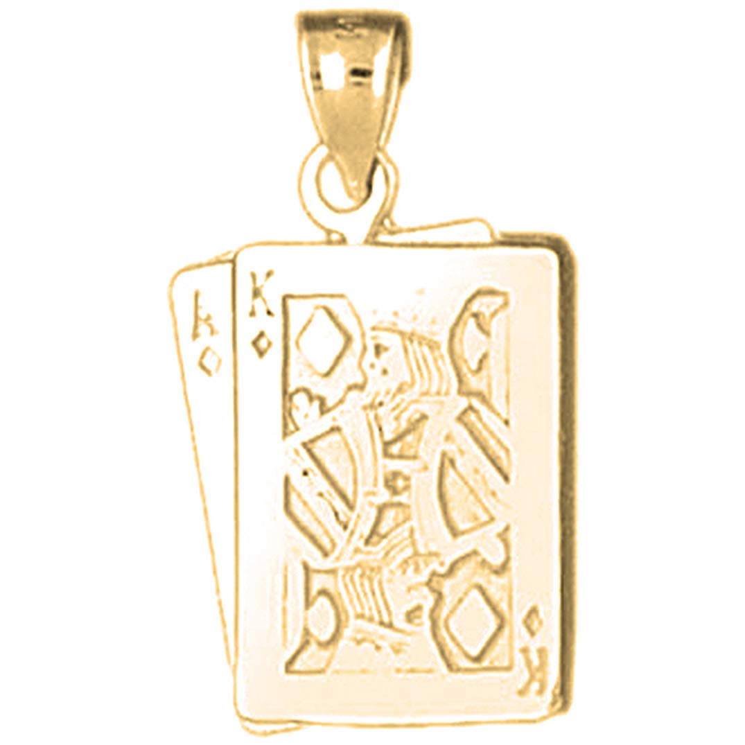 14K Gold Plated 925 Silver Playing Card Pendant - Ace & King of Diamonds Jewelry for Men & Women | Perfect for Poker Lovers, Casino Night & Unique Gift Giving