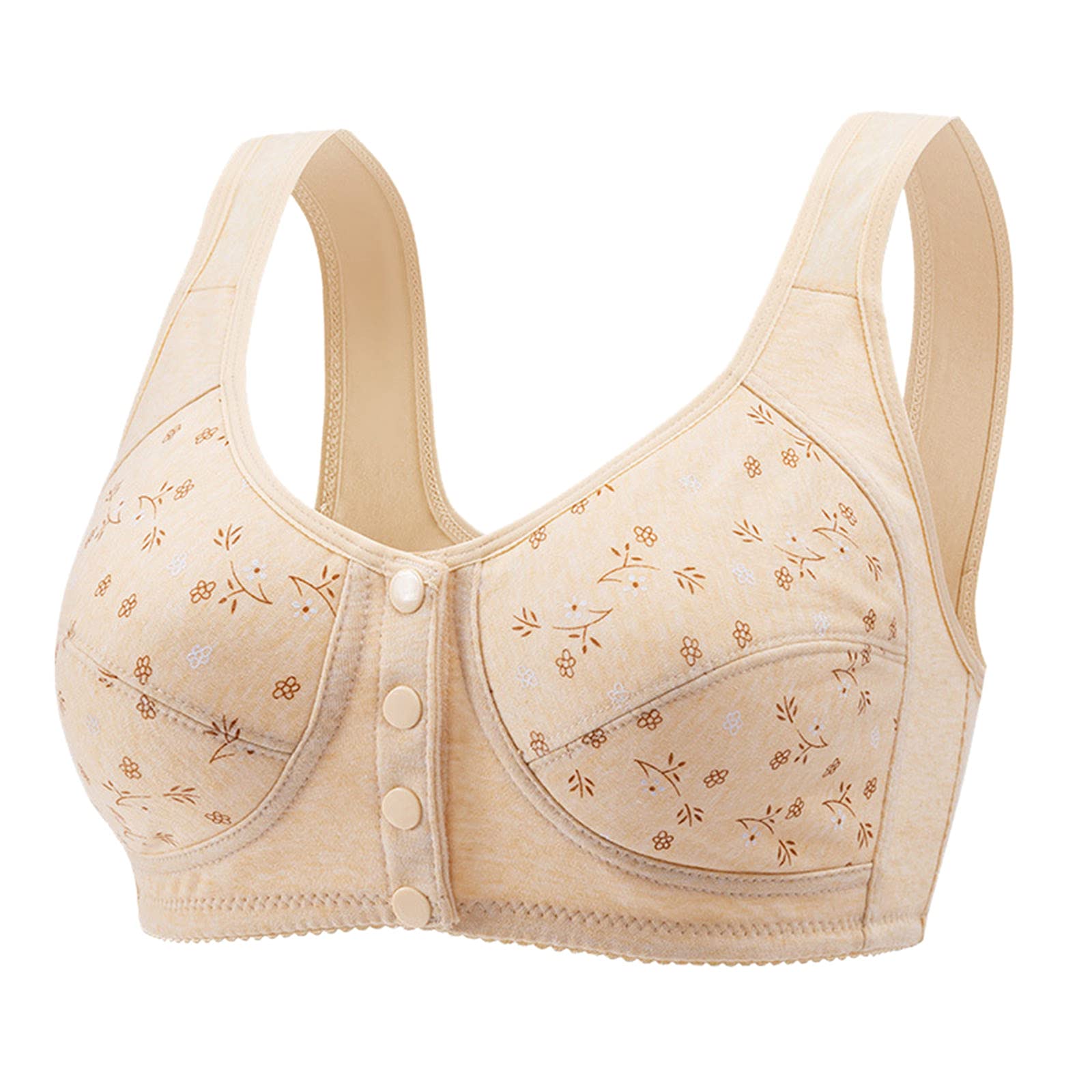Comfortable Printed Front Button Bras for Women - Plus Size Underwear for Everyday Wear & Layering