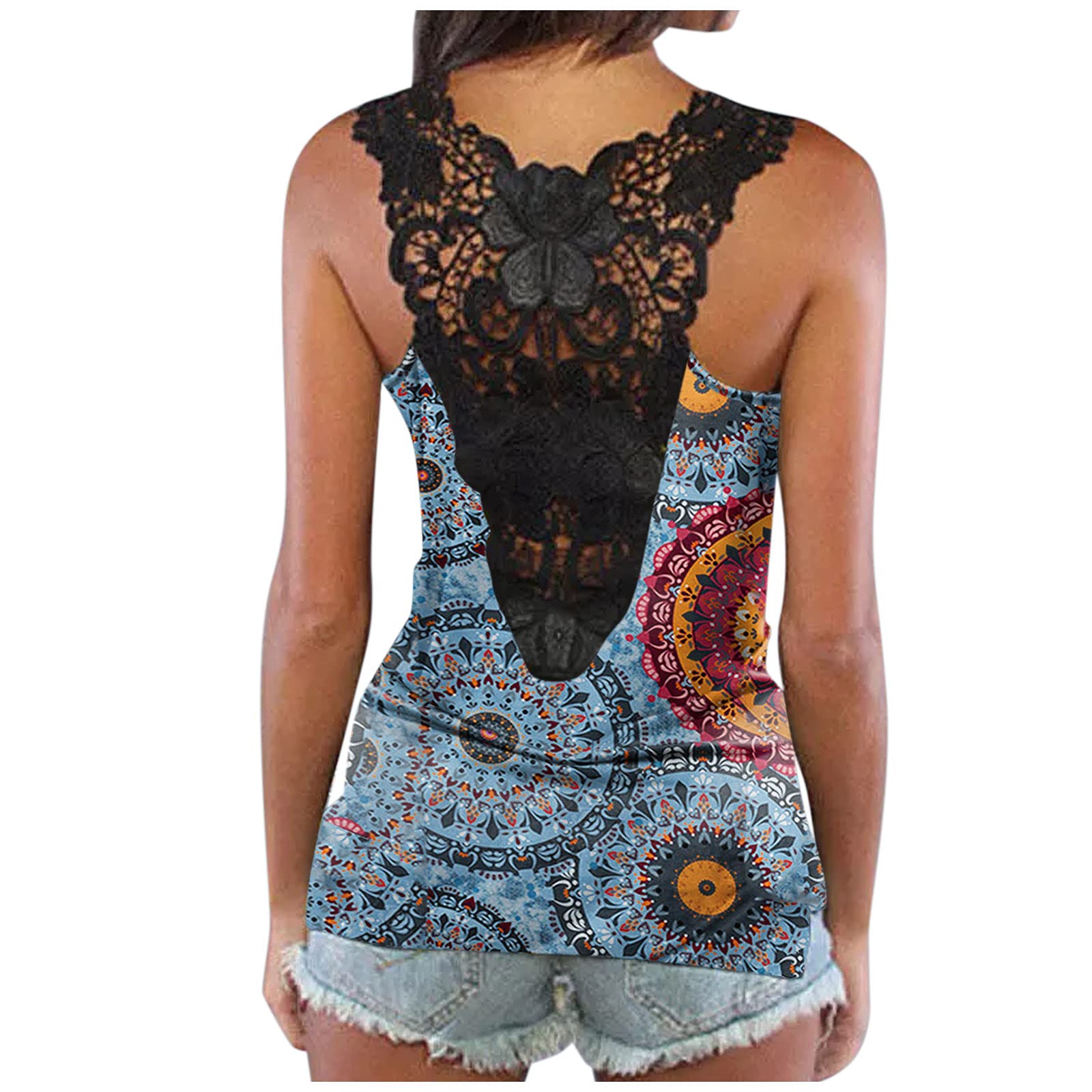 Boho Floral Printed V-Neck Cami Top for Women - Loose Fit Sleeveless Casual Tank Top - Perfect for Summer Outfits, Beach Wear & Layering