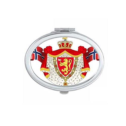DIYthinker Norway National Emblem Mirror - Portable Folding Double-Sided Makeup & Glasses Mirror with Stand - Perfect for Travel, Home Vanity & Handbag Essentials