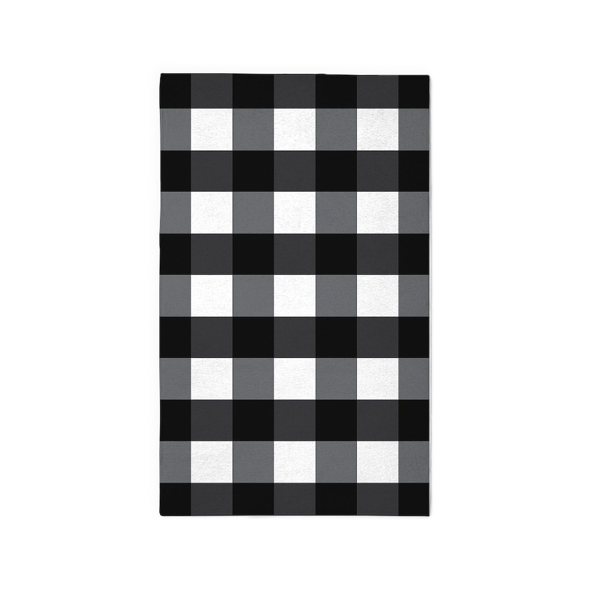 Gingham Check Black White 3'X5' Area Rug - Decorative Fabric Throw Rug for Living Room, Bedroom & Dorm Decor