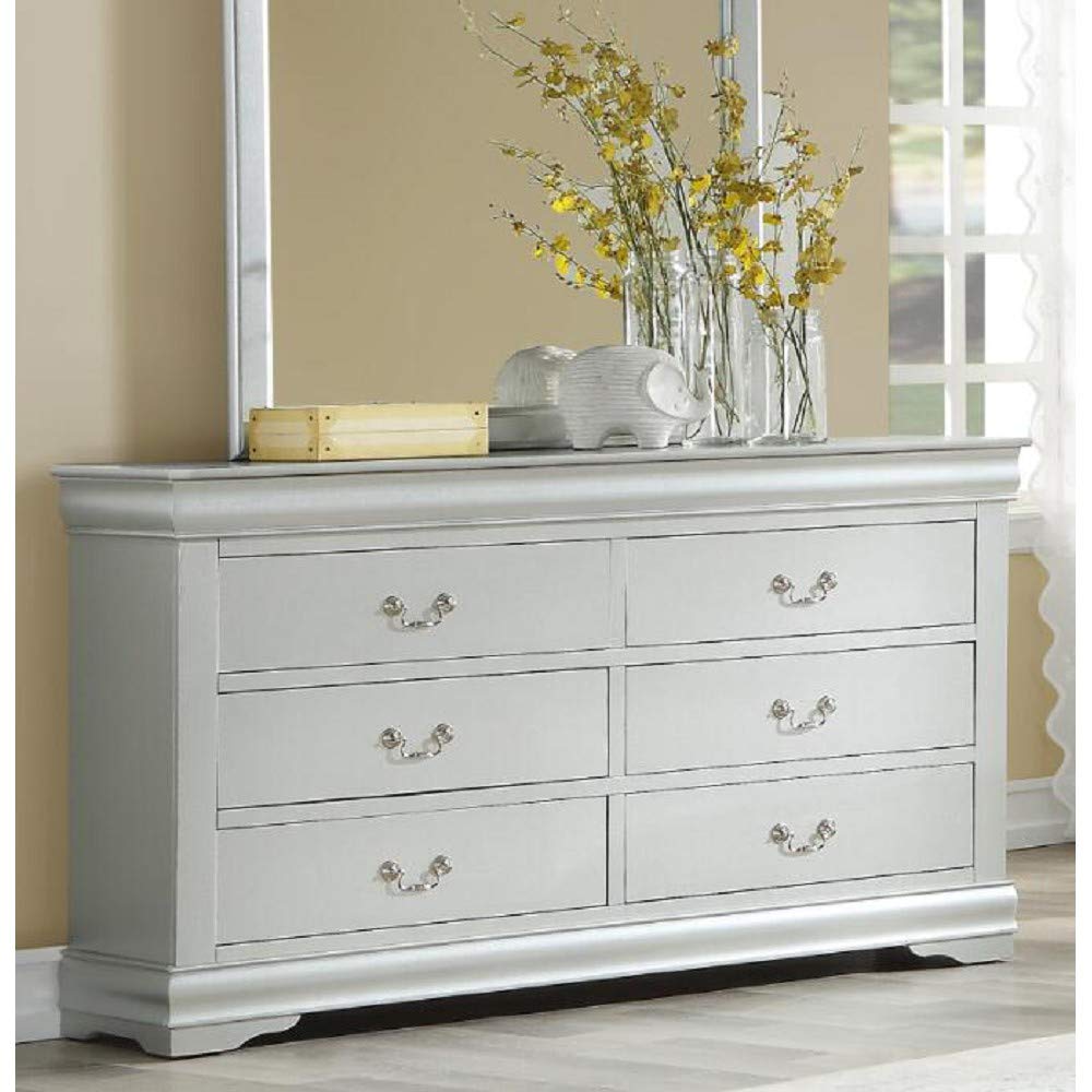 6-Drawer Wooden Dresser with Metal Handles - Fully Assembled Bedroom Furniture (57