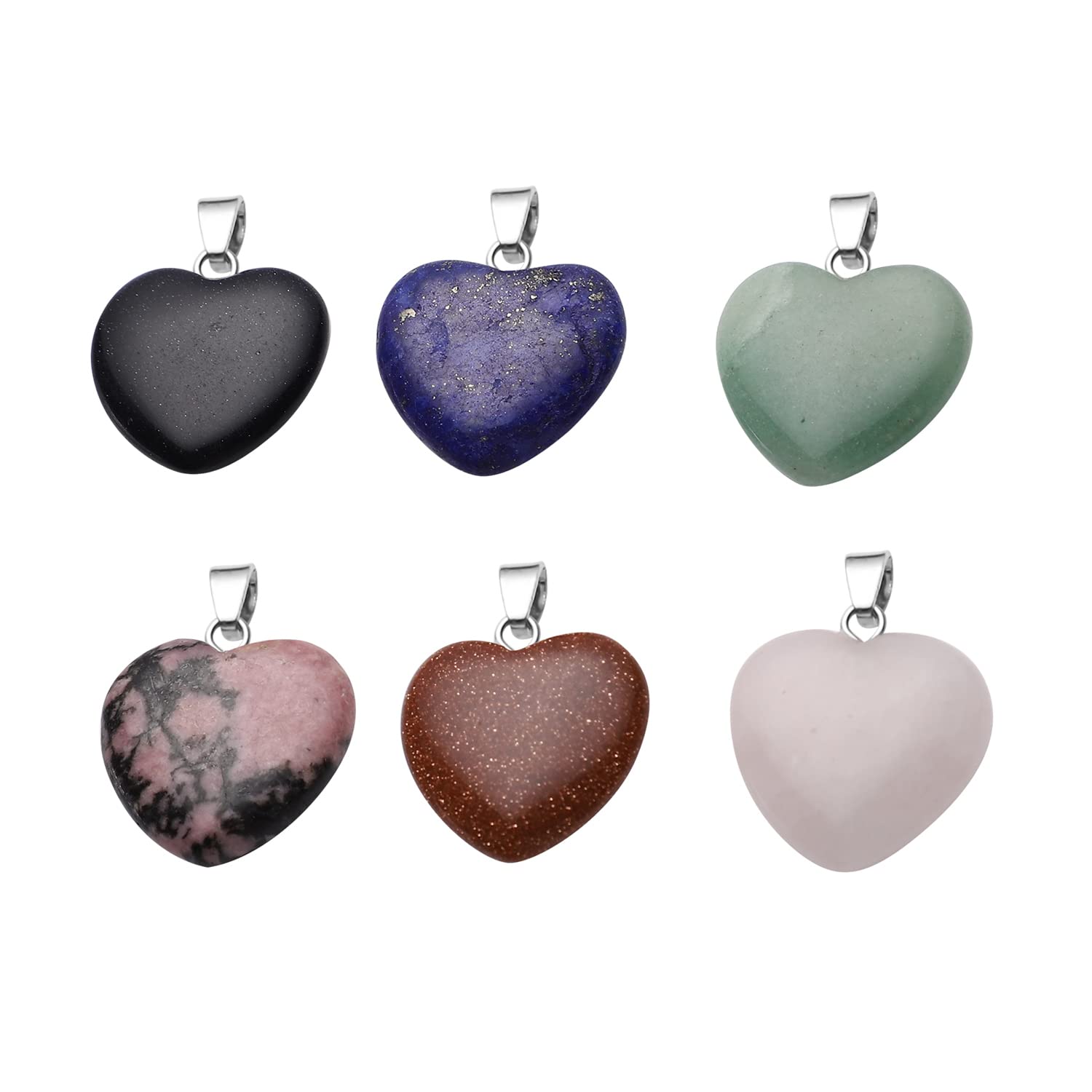 Shop LC Set of 6 Gemstone Heart Pendant Necklaces for Women - Birthstone Jewelry Gift Set (72 Ct) - Perfect for Valentine's Day, Anniversary & Mother's Day Gifts