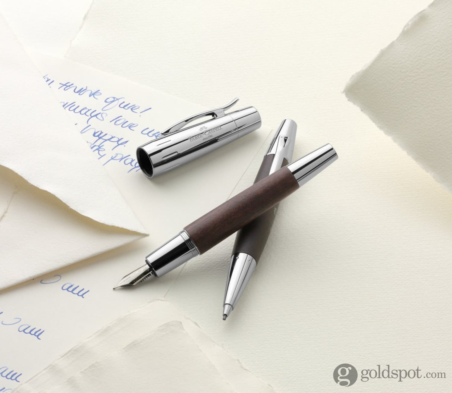 Faber-Castell E-Motion Fountain Pen - Premium Wood & Chrome Dark Brown - Perfect for Writing, Gifting & Collecting