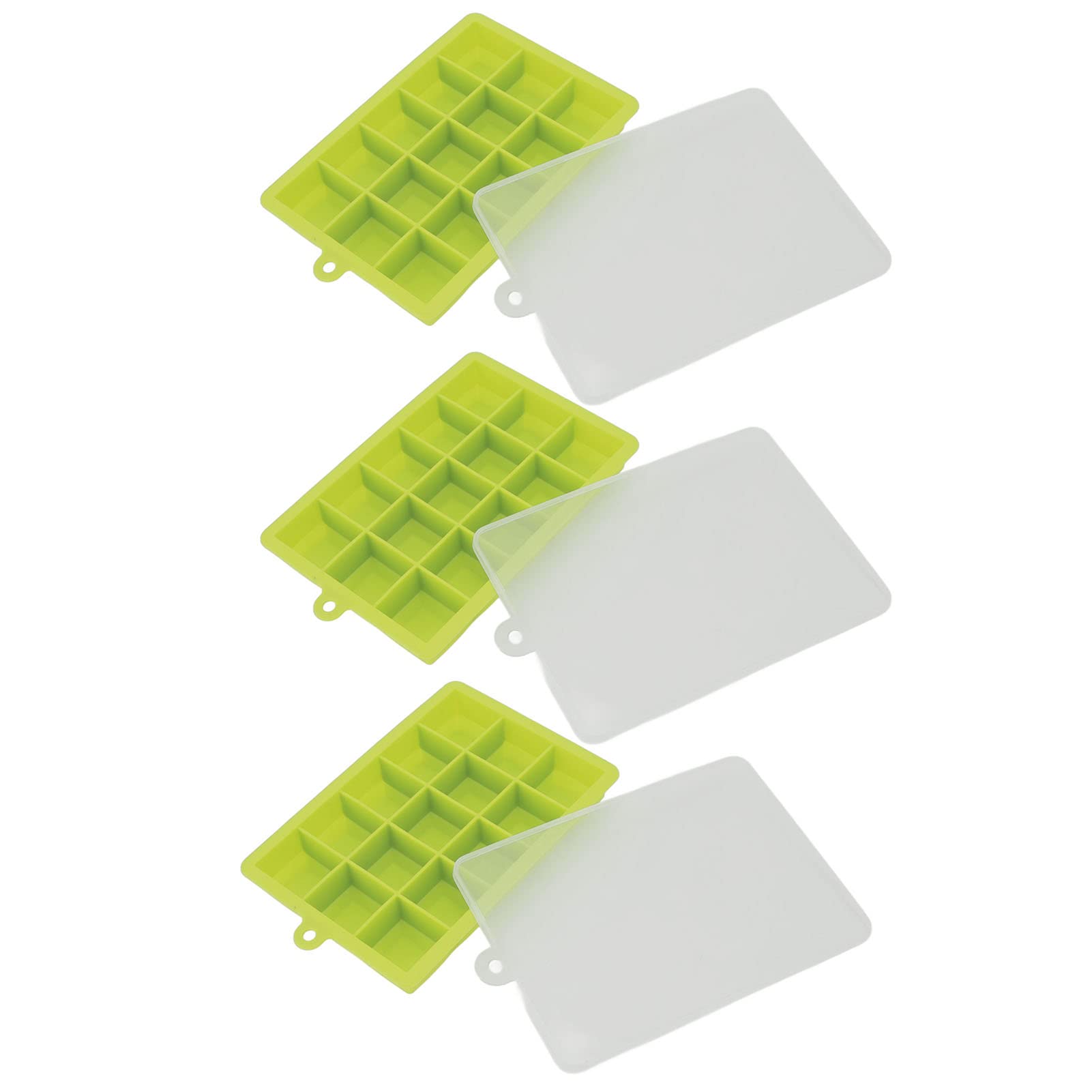 Uxsiya Silicone Ice Cube Tray with Removable Lid - BPA Free, Dishwasher Safe Ice Mold for Cocktails, Baking & Home Use - Perfect for Bars, Parties & Kitchen (Green)
