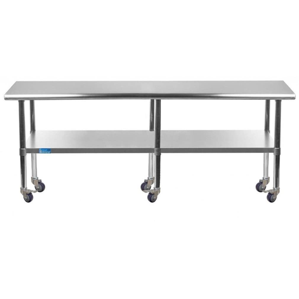 AmGood Stainless Steel Work Table with Wheels - 84