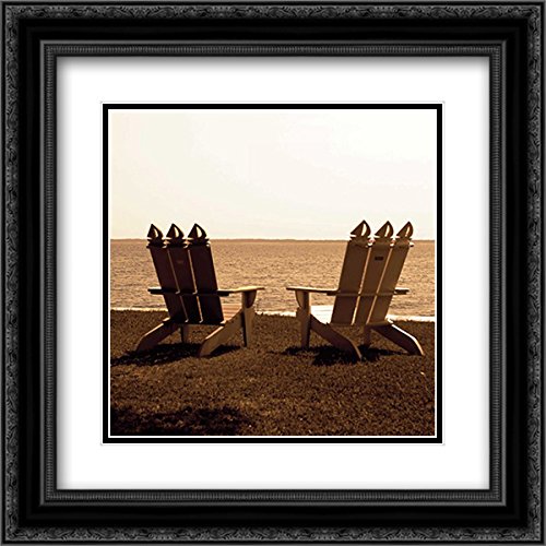 Alan Hausenflock 15x15 Black Ornate Framed Double Matted Museum Art Print - Adirondack Chairs Square I - Perfect for Living Room, Bedroom & Office Wall Decor