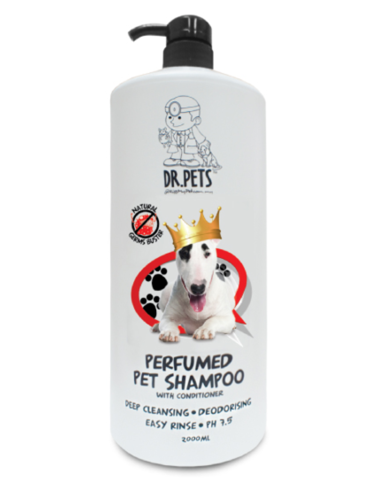 Dr. Pets Natural Germs Buster De Goya Perfumed Shampoo for Dogs & Cats - 1L Antibacterial Pet Shampoo with Natural Ingredients | Gentle Cleansing for Sensitive Skin | Perfect for Bathing, Grooming & Odor Control