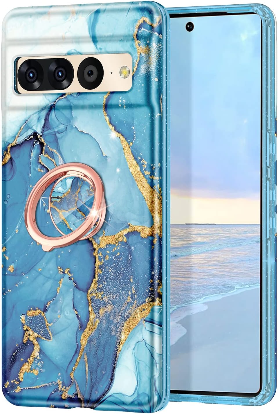 Google Pixel 7 Pro Slim Marble Phone Case - Shockproof Protective Cover for Everyday Use, Work & Travel