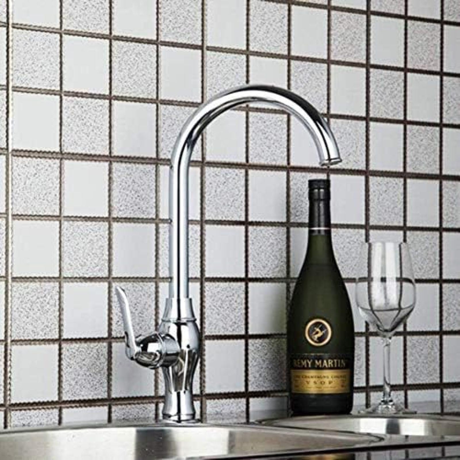 CRJUS 360° Swivel Single Handle Deck Mount Kitchen Faucet - Chrome Plated Stainless Steel Sink Mixer Tap for Modern Kitchen & Bathroom | Perfect for Washing Dishes, Filling Pots & Hand Washing