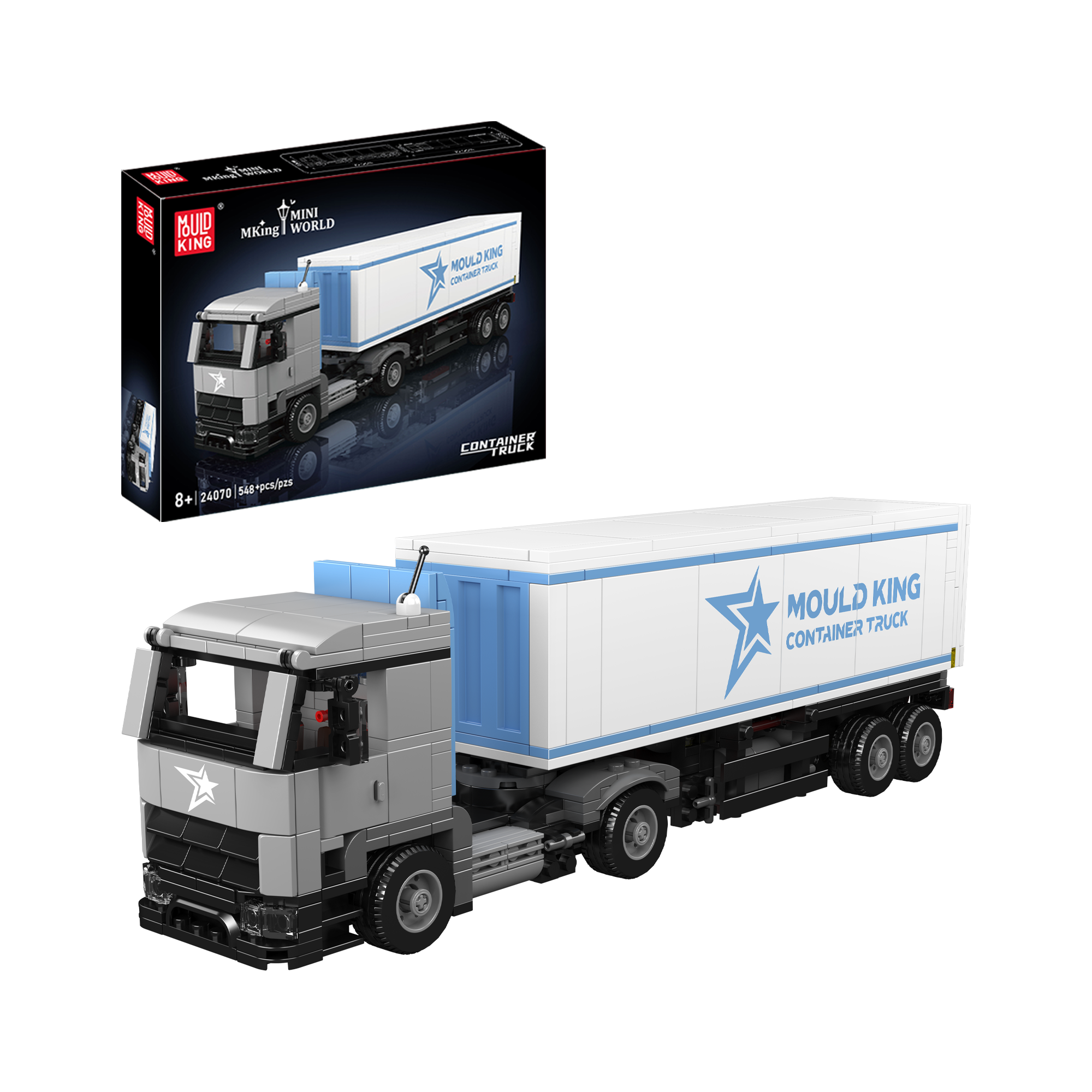 Mould King 24070 Container Truck Building Set - 548 PCS STEM Toy for Kids & Adults | Construction Vehicle Model Kit for Creative Play & Collector Display
